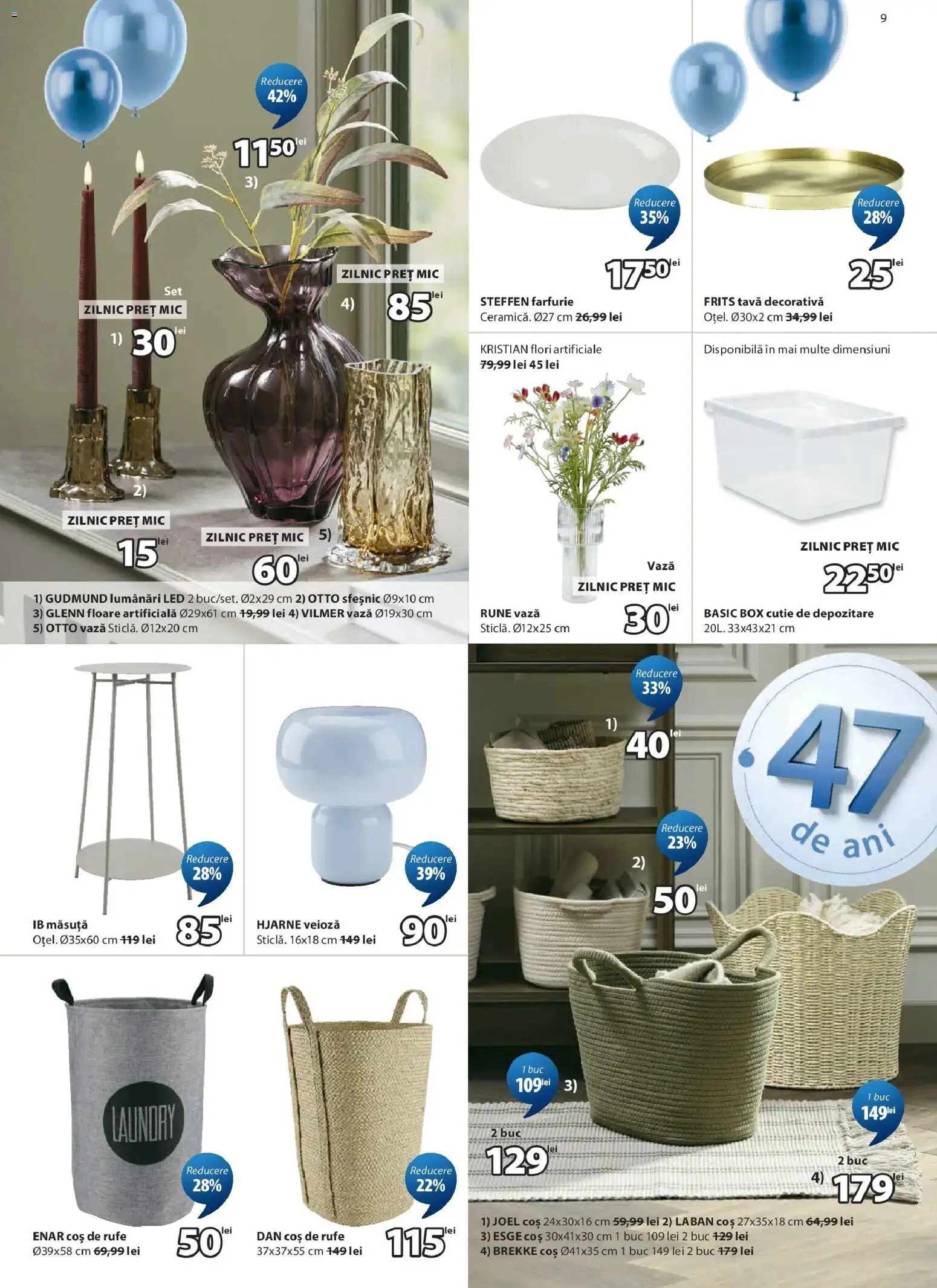 Noul catalog JYSK – valabil de la 25.03.2026 | Pagină: 9 | Produse: Coș, Cutie, Sfeșnic, Farfurie
