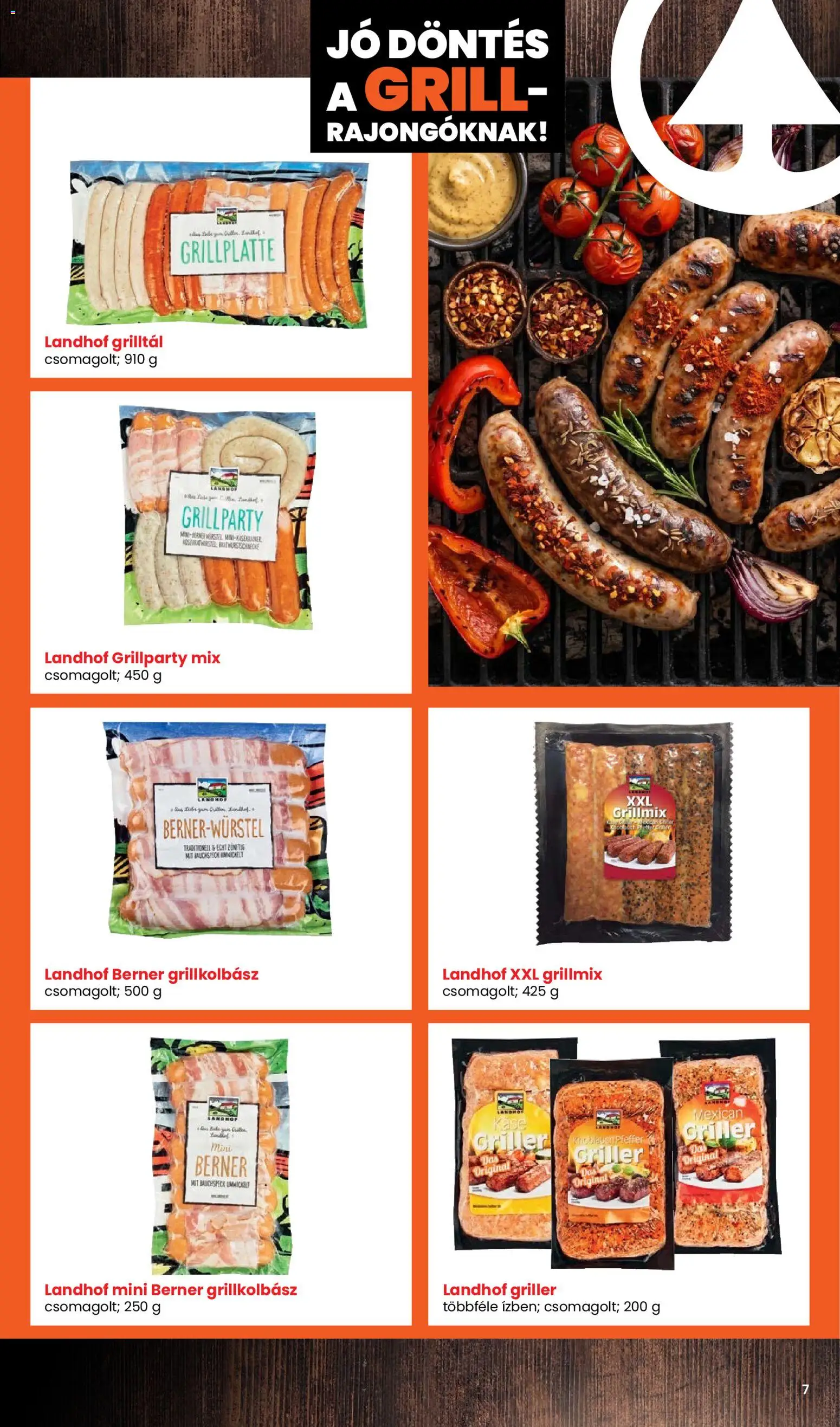 Spar akciós ujság - amely érvényes a következő dátumtól: 2026.04.30. | Oldal: 7 | Termékek: Grillkolbász, Grill