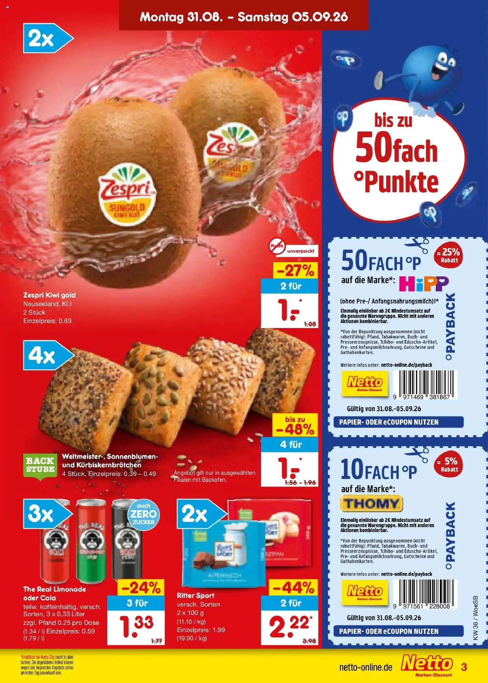Netto Marken-Discount Prospekt Katzweiler (ab 31.08.2026) » Angebote | Seite: 5 | Produkte: Cola, Ritter sport, Limonade, Zucker
