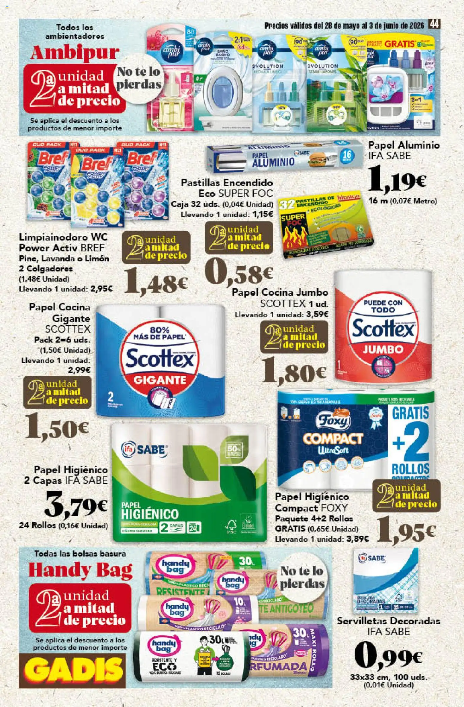 Gadis folleto │ válido desde el 28.05.2026 | Página: 44 | Productos: Papel higienico, Té, Cocina, Caja