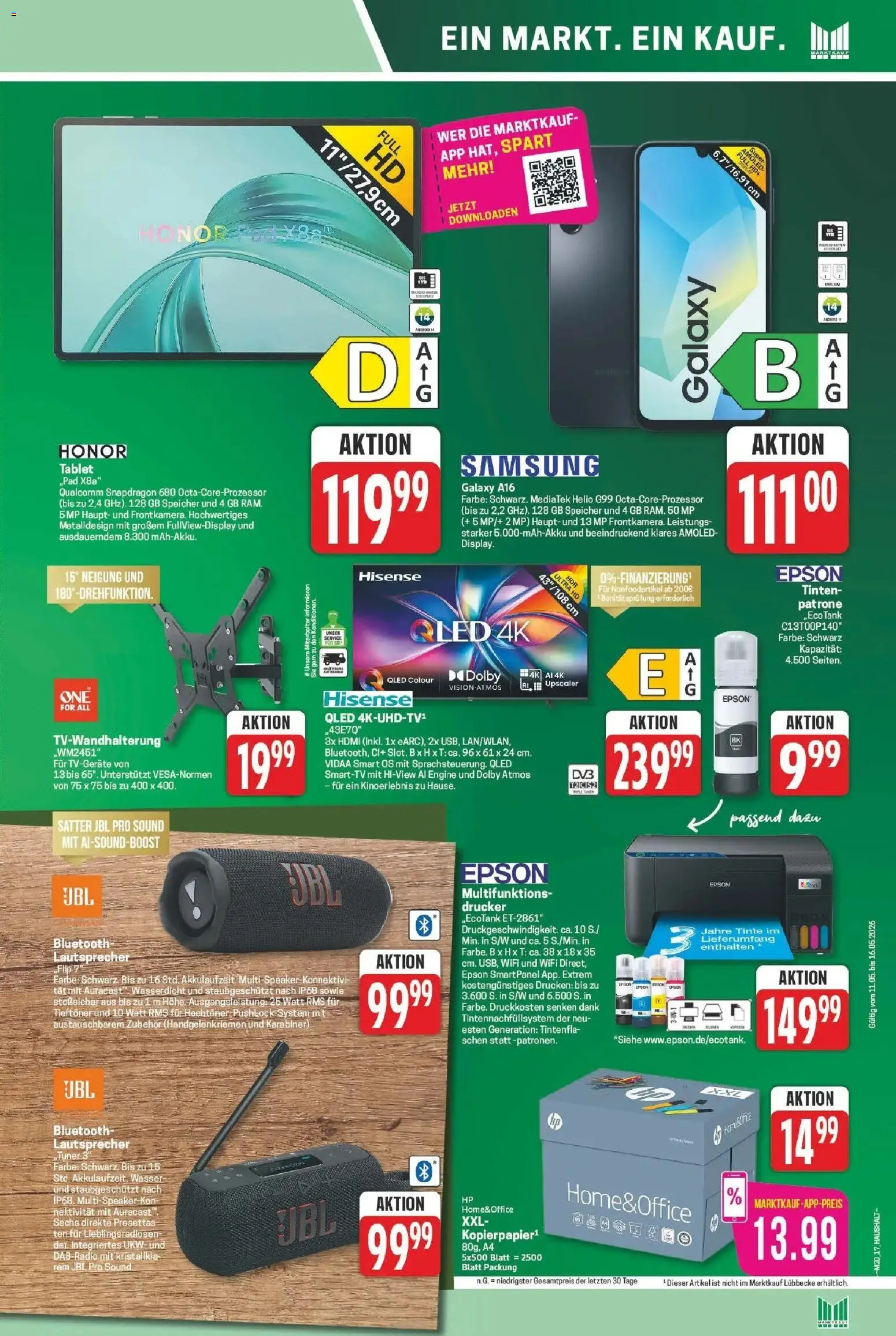 Marktkauf Prospekt Meppen	 – gültig ab 11.05.2026 | Seite: 19 | Produkte: Hisense, Samsung, Wasser, Tablet