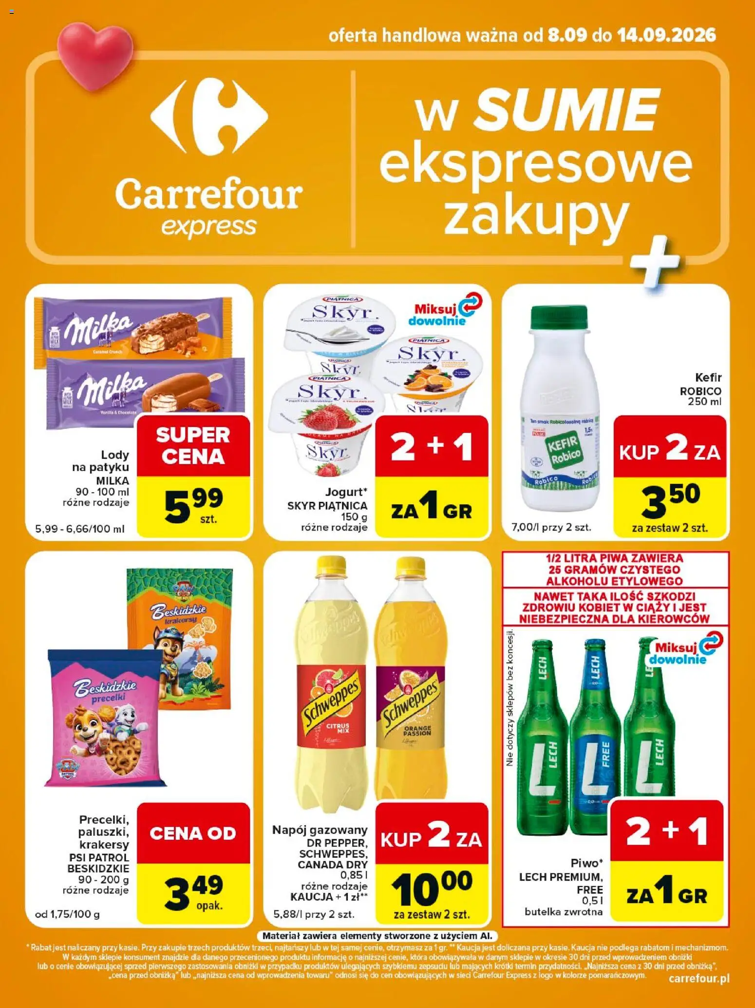 Carrefour gazetka - Express II od 08.09.2026 | Strona: 2 | Produkty: Kefir robico, Piątnica, Krakersy, Skyr piątnica