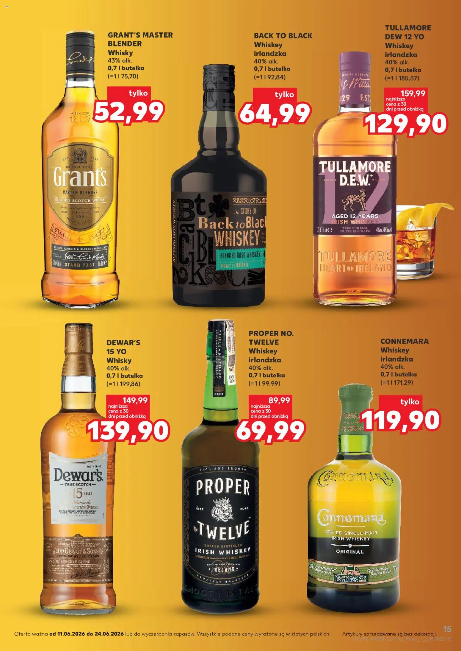 Kaufland Polsko leták - Barek od 11.06.2026 | Strana: 15 | Produkty: Whiskey, Whisky, Tullamore Dew