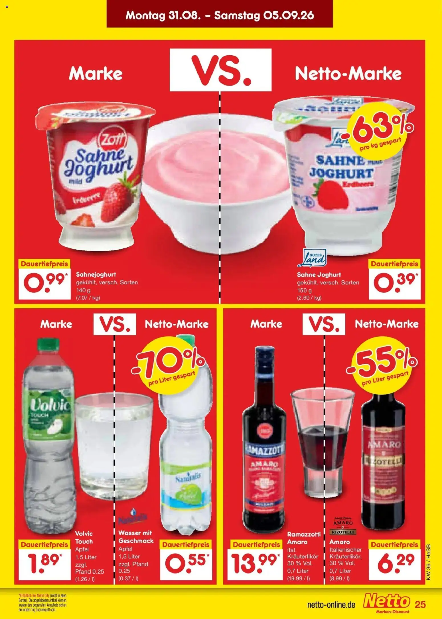 Netto Marken-Discount Prospekt Hamburg (ab 31.08.2026) » Angebote | Seite: 35 | Produkte: Joghurt, Äpfel, Volvic touch, Volvic