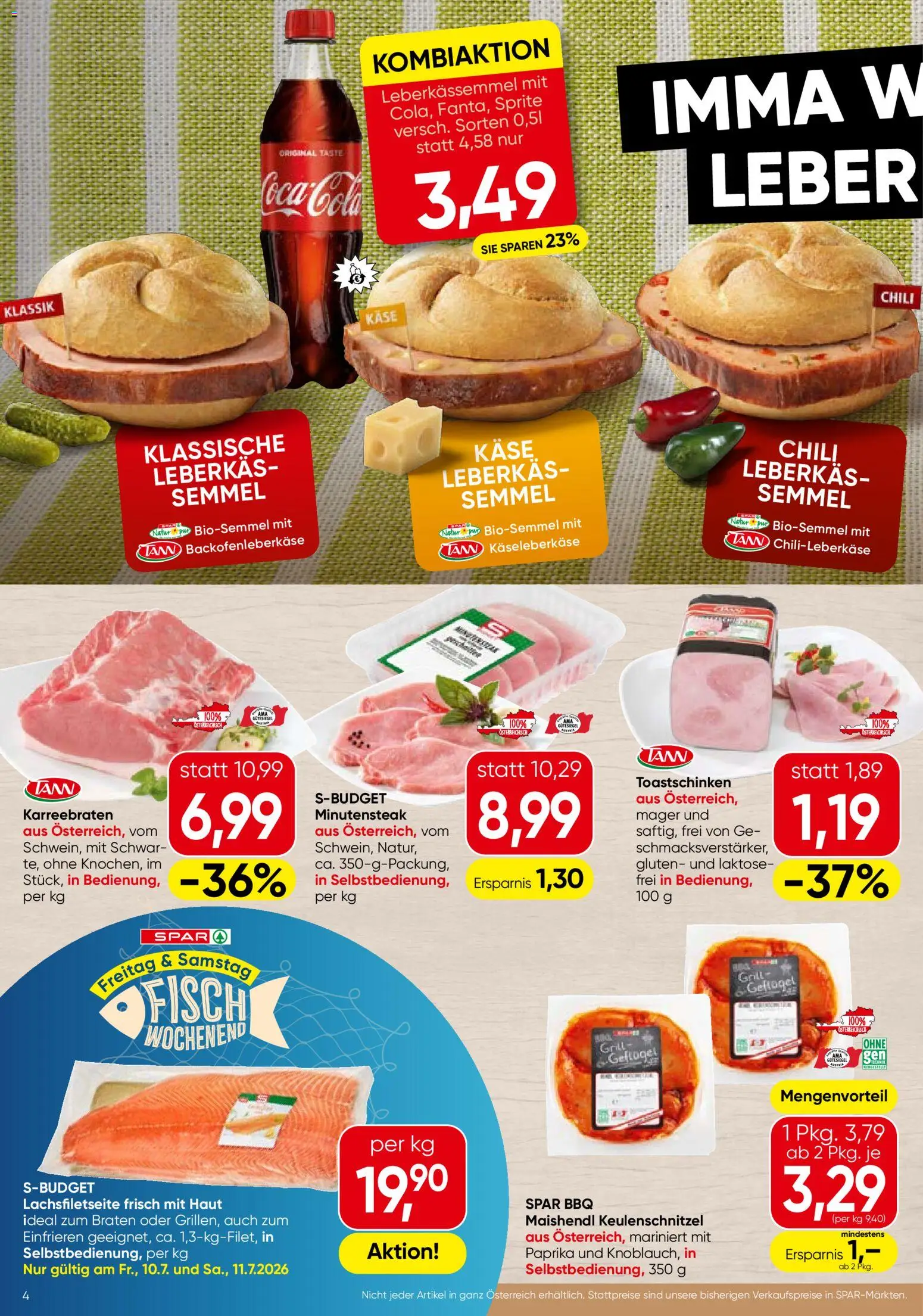 Spar Flugblatt - Wien gültig ab 09.07.2026 | Seite: 4 | Produkte: Chili, Grill, Käse, Fisch