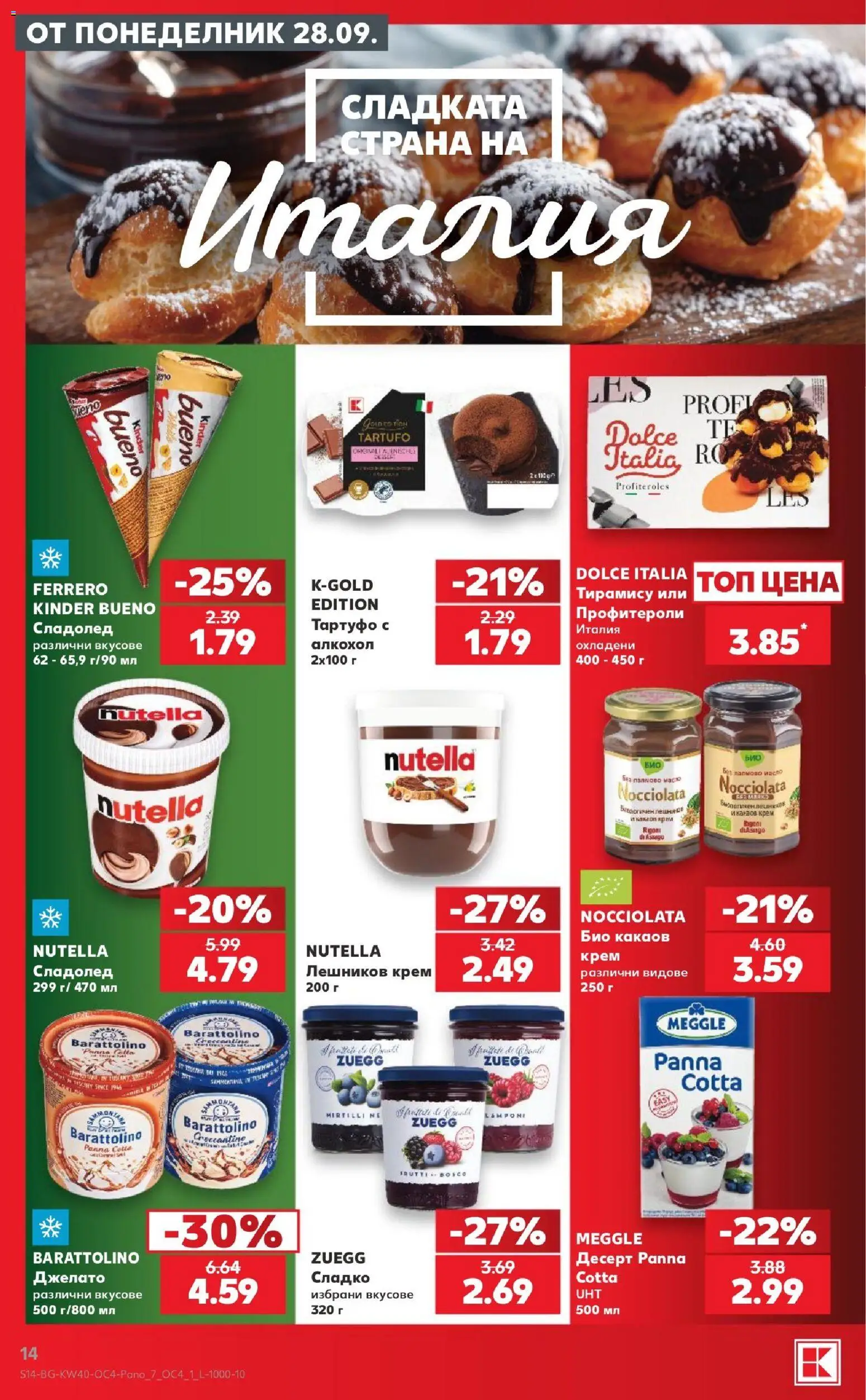 {H1} | Страница: 14 | Продукти: Десерт, Сладолед, Nutella, Алкохол