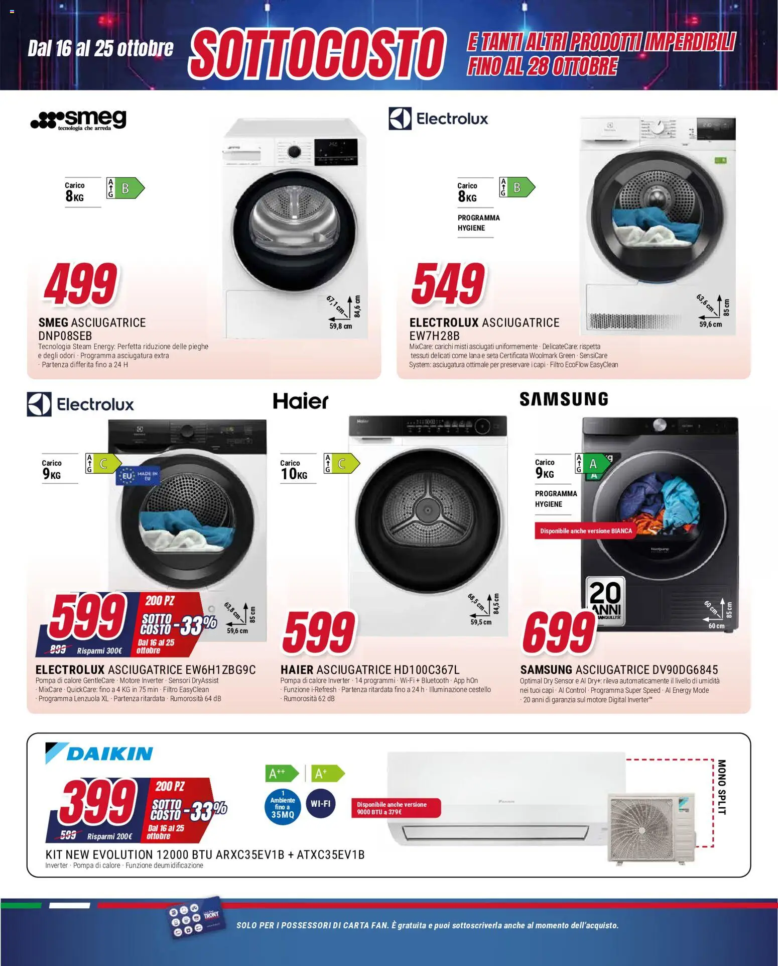 Volantino Trony del 16/10/2026 | Pagina: 22 | Prodotti: Asciugatrice, Illuminazione, Lenzuola, Samsung