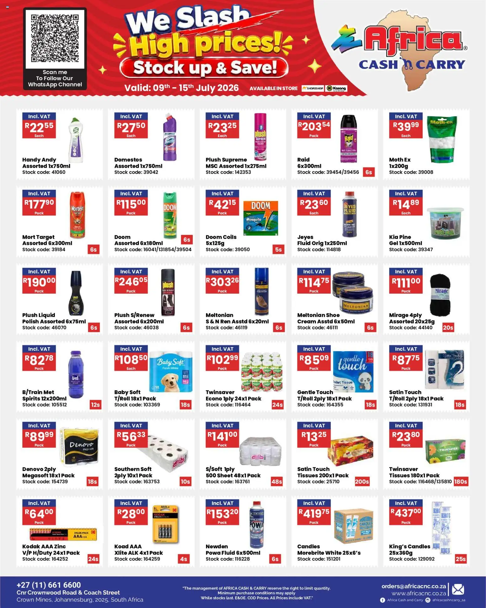 New Africa Cash & Carry catalogue – valid from 09/07/2026 | Page: 18 | Products: Toilet, Cream, Stock, Tissues