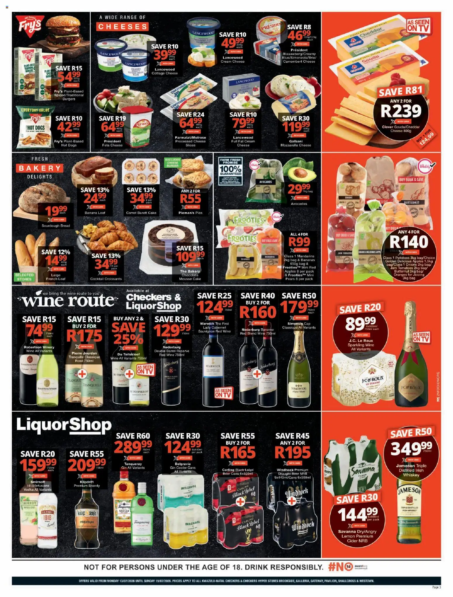 New Checkers catalogue – valid from 13/07/2026 | Page: 3 | Products: Pears, Bananas, Cream, Onions
