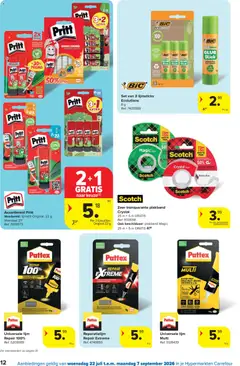 Carrefour folder Vlotte Start - Voorbeeld van een folder van Carrefour, geldig van 22/07/2026 | Pagina: 12 | Producten: Tape, Lijm, Lijmstiften
