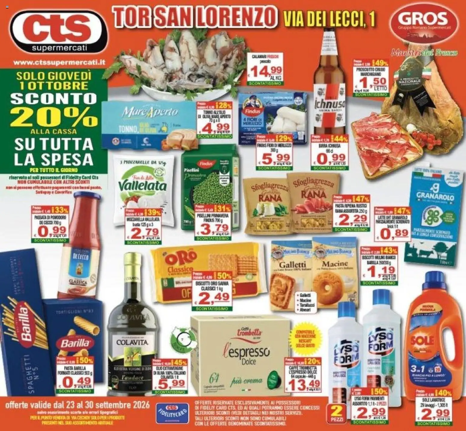 Volantino CTS del 23/09/2026 | Pagina: 1 | Prodotti: Caffè, Pasta, Pasta Barilla, Spaghetti
