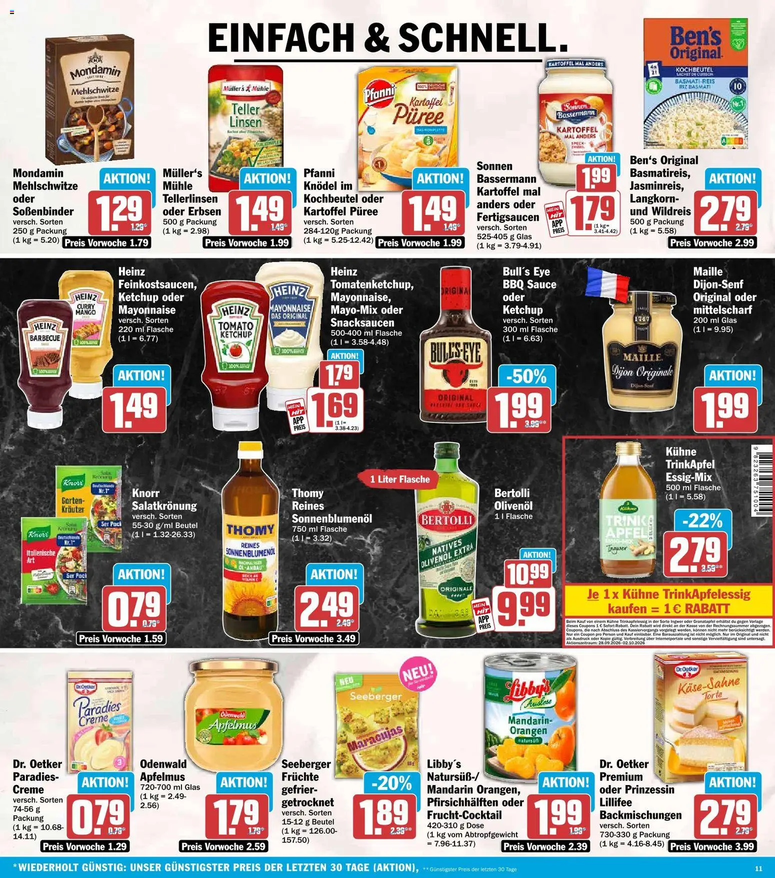 HIT Prospekt – gültig ab 28.09.2026 | Seite: 11 | Produkte: Mühle, Basmatireis, Sonnenblumenol, Heinz ketchup