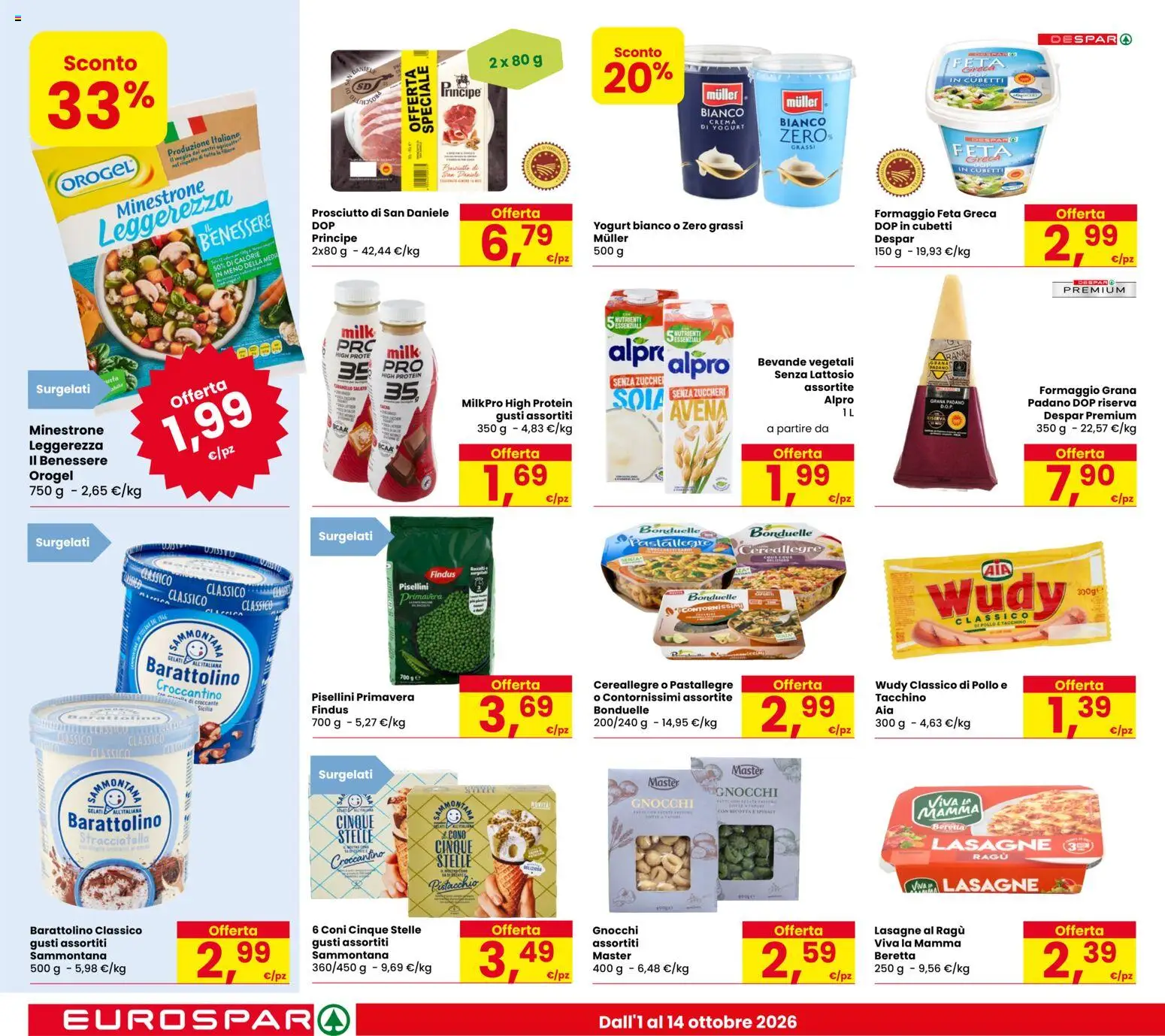 Volantino Eurospar del 01/10/2026 | Pagina: 16 | Prodotti: Minestrone, Yogurt, Tacchino, Ragú