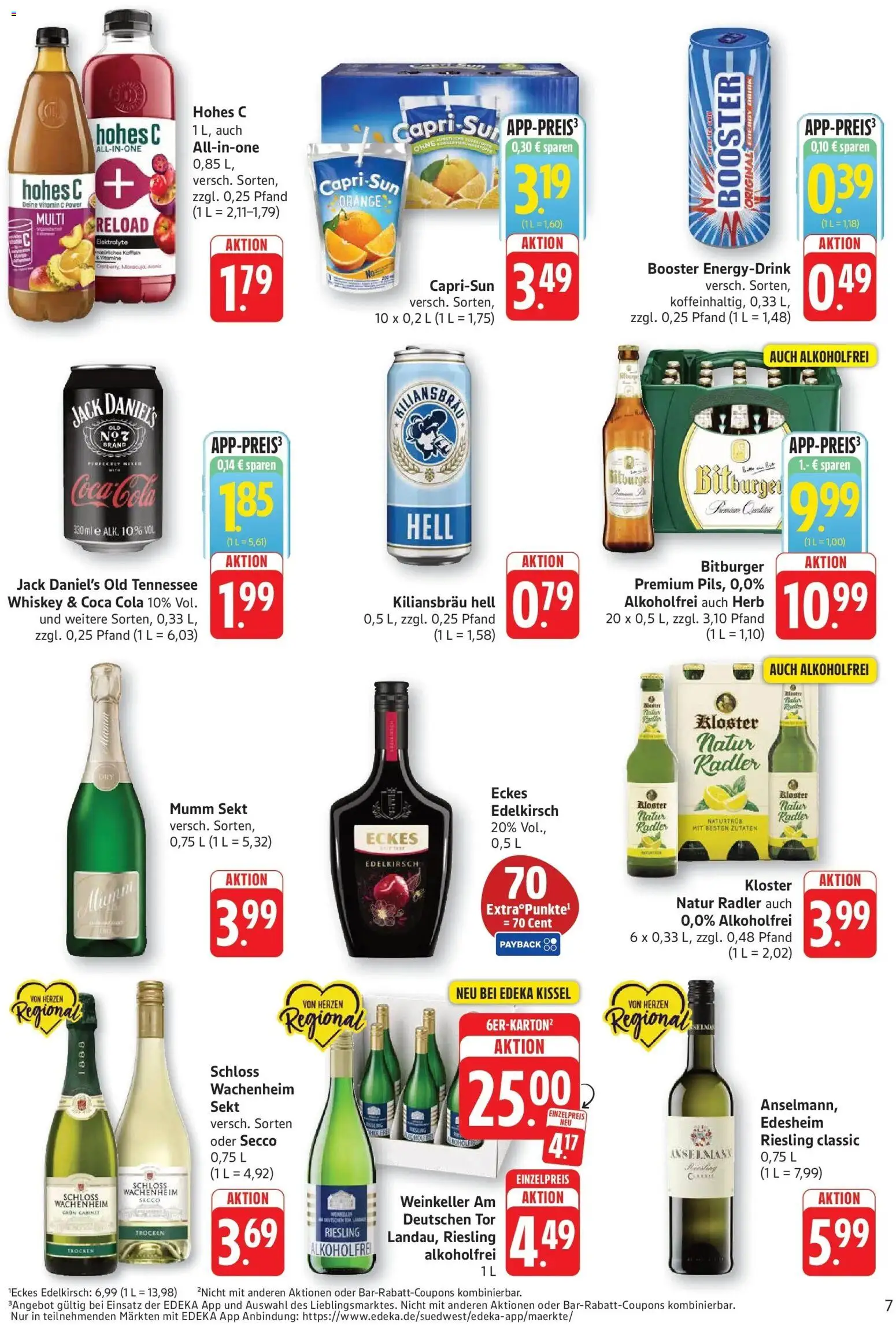Edeka prospekt Altrip – gültig ab 29.06.2026 | Seite: 7 | Produkte: Bitburger, Coca cola, Radler, Whiskey