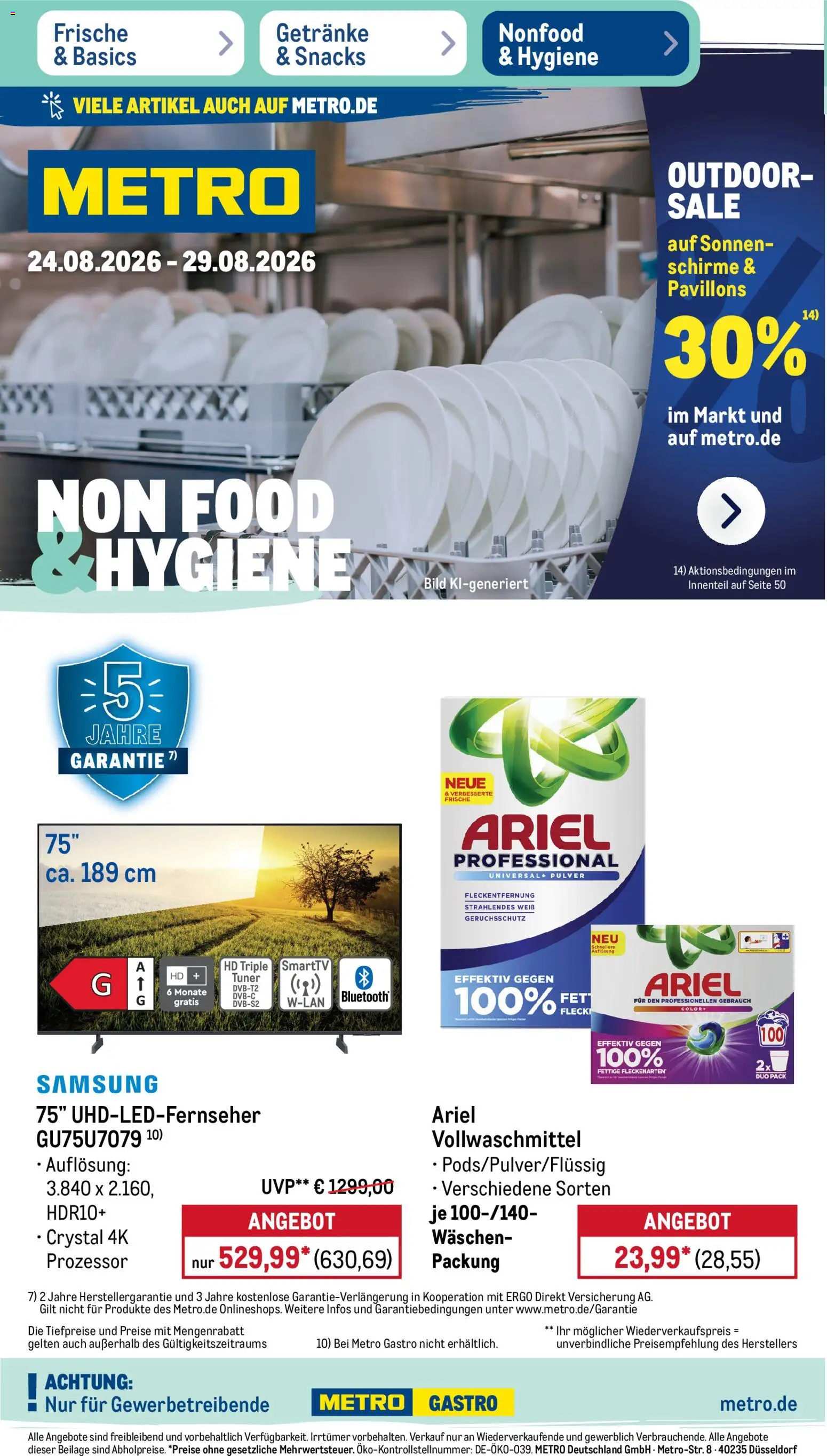 Metro NonFood-Angebote – gültig ab 24.08.2026 | Seite: 1 | Produkte: Ariel, Samsung