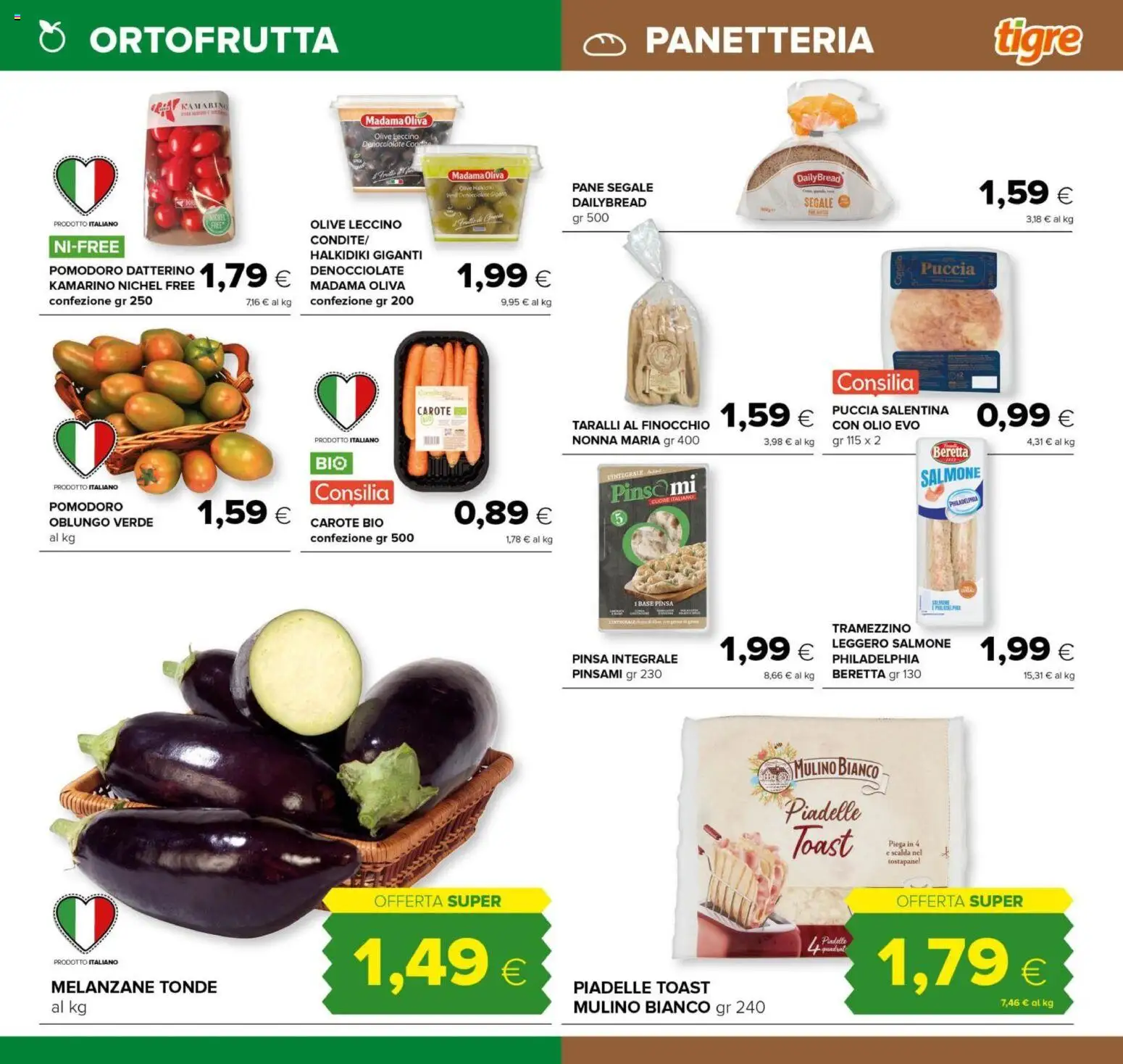 Volantino Tigre del 04.06.2026 | Pagina: 7 | Prodotti: Pane, Carote, Melanzane, Taralli