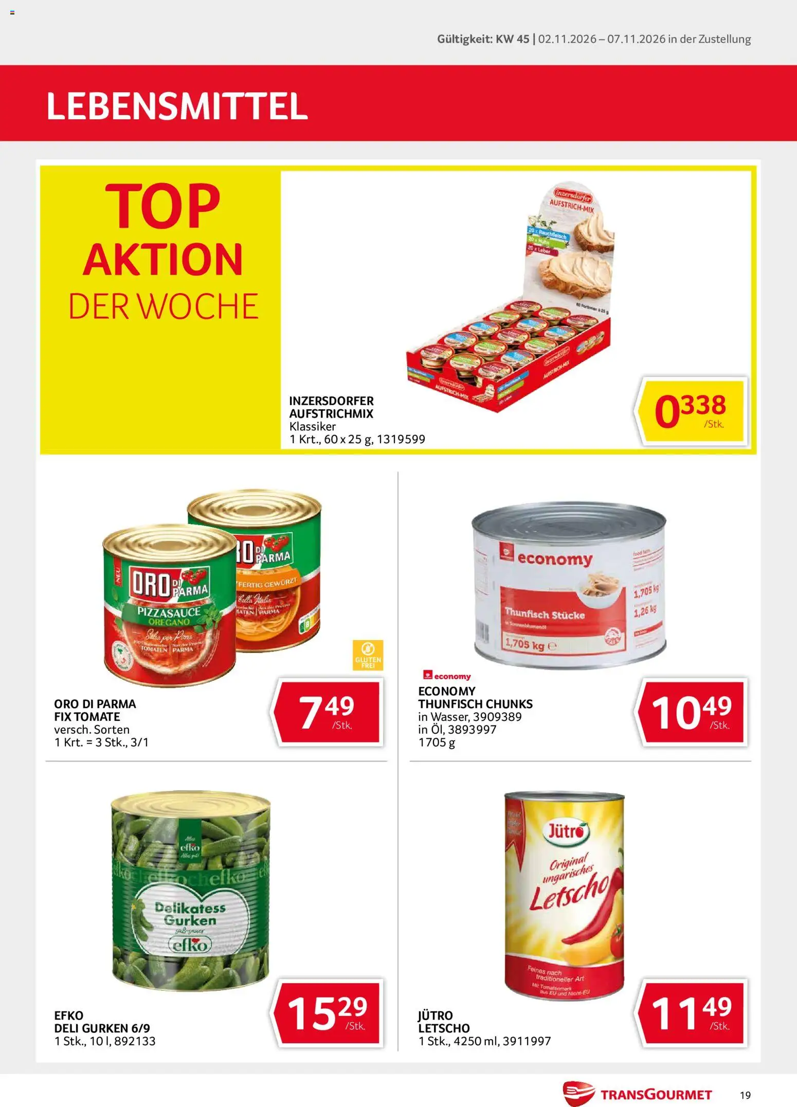 Transgourmet Flugblatt gültig ab 02.11.2026 | Seite: 19 | Produkte: Gurken, Lebensmittel, Tomaten