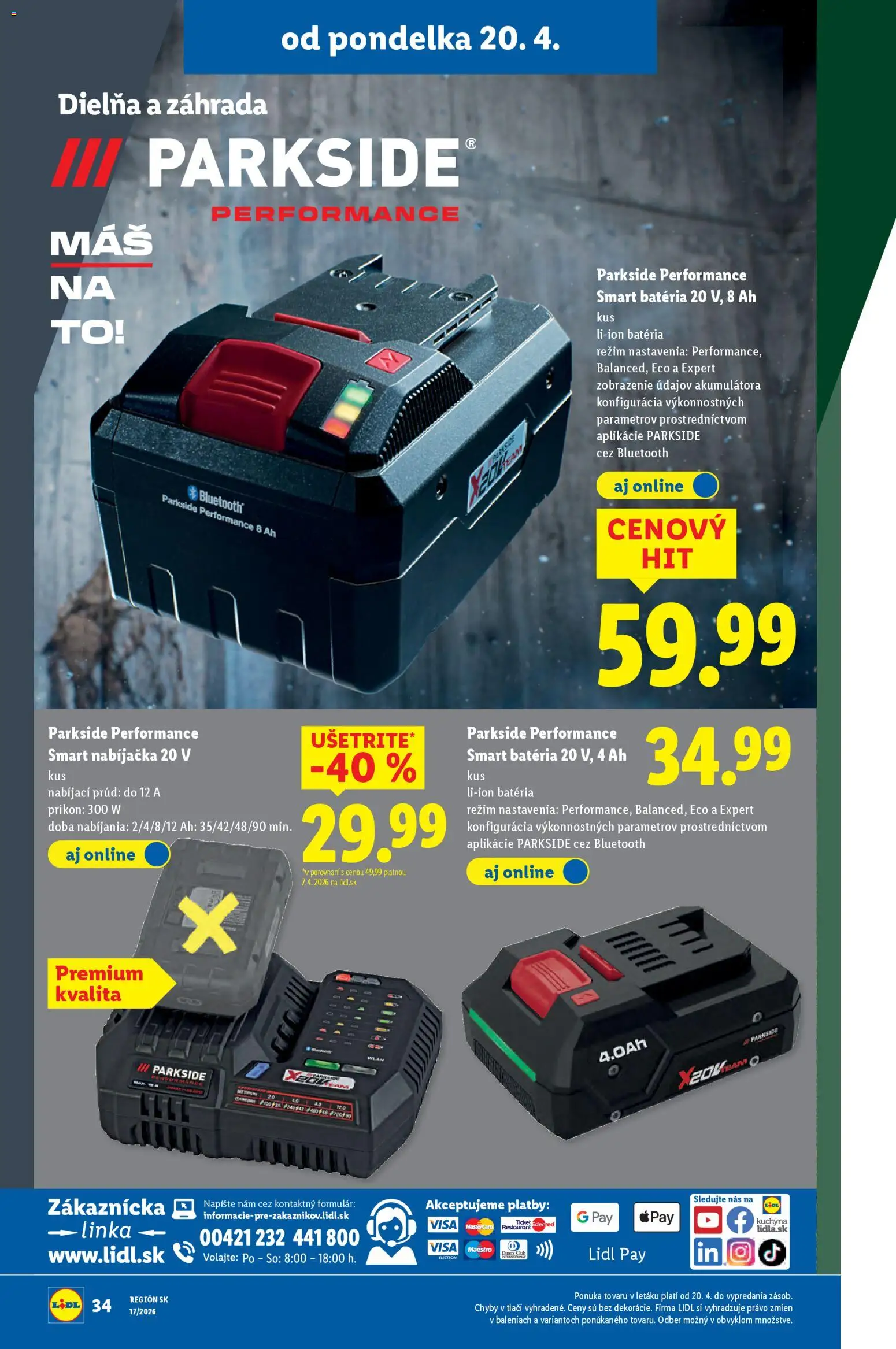 Nové Lidl akcie – leták je platný od 20.04.2026 | Strana: 42 | Produkty: Kuchyňa, Nabíjačka, Parkside