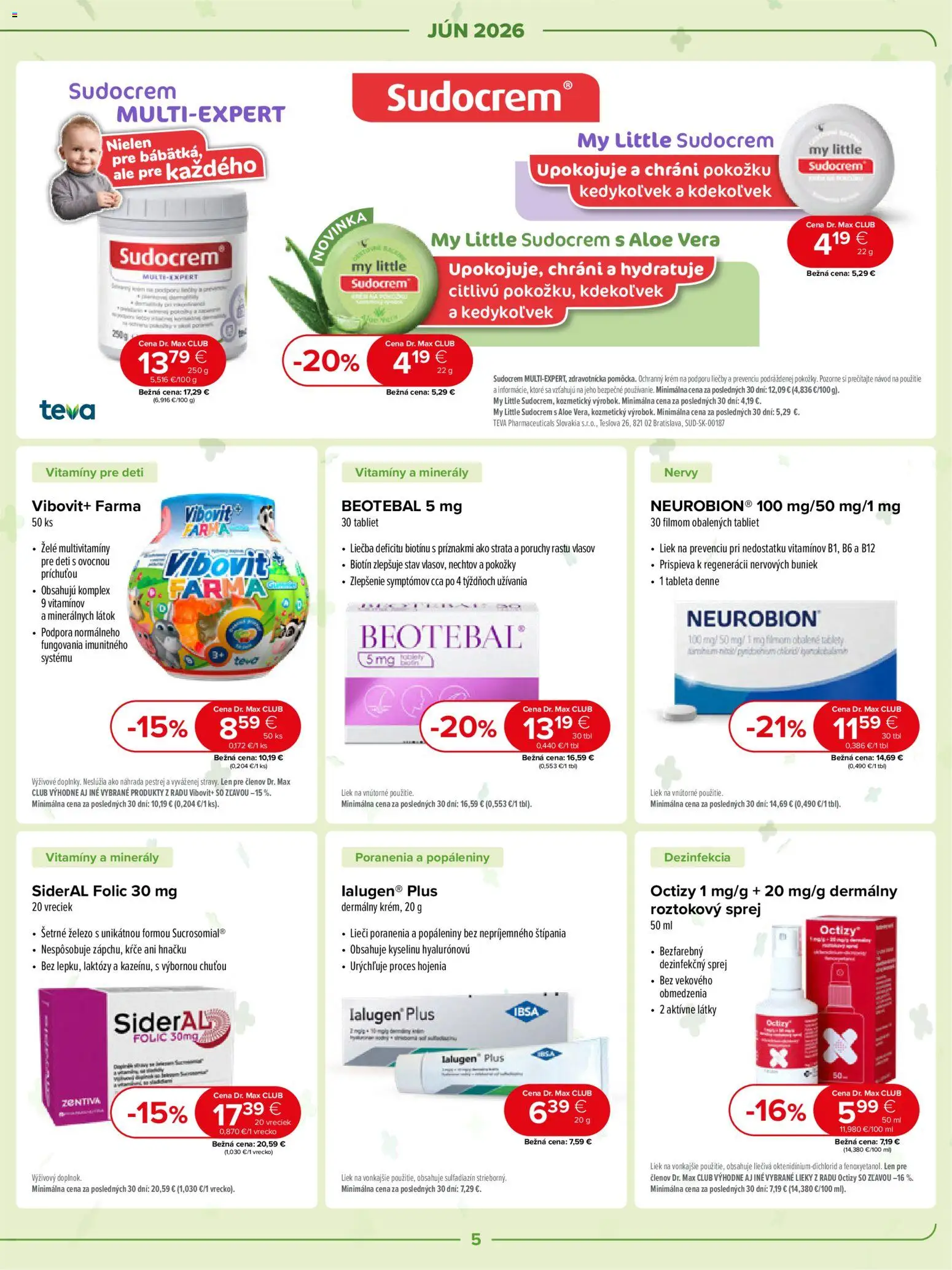 Nové Dr. Max akcie – leták je platný od 01.06.2026 | Strana: 5 | Produkty: Sudocrem, Krém
