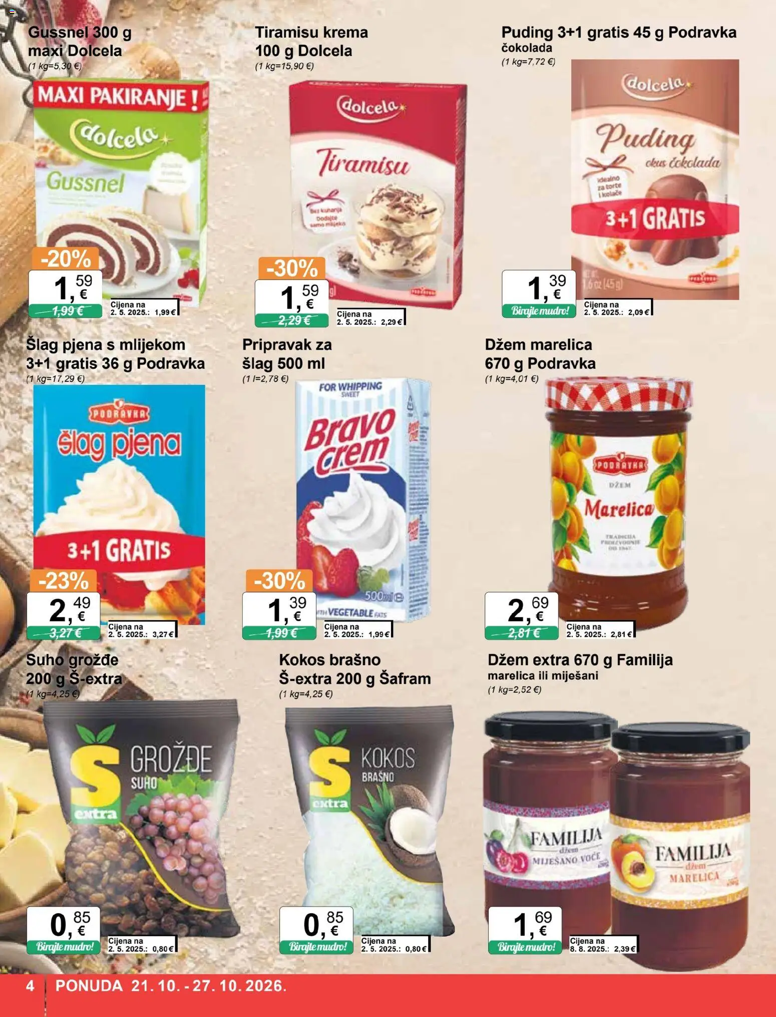 KTC katalog | vrijedi od 21.10.2026 | Stranica: 4 | Proizvodi: Puding, Podravka, Krema, Džem