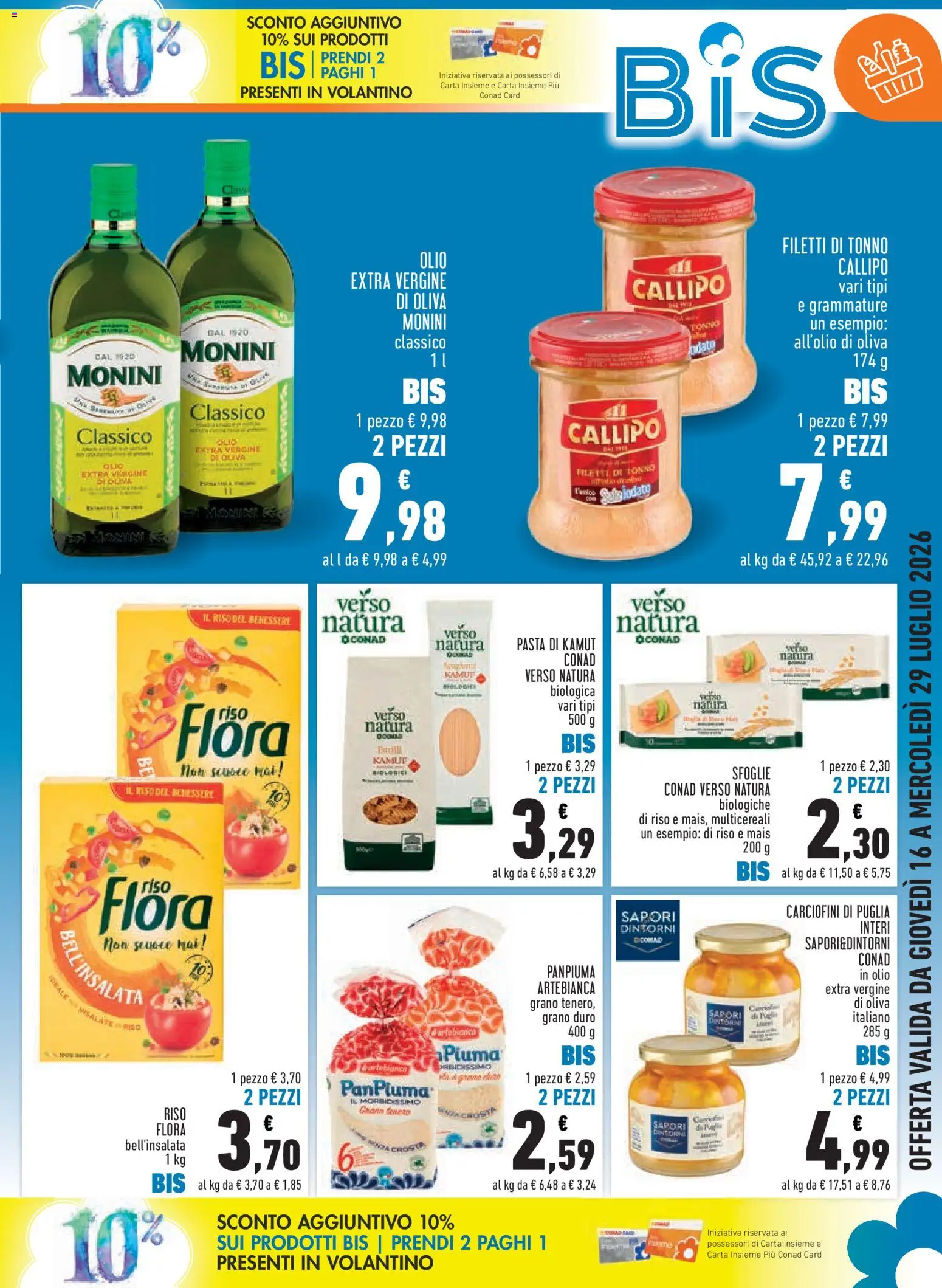Volantino Conad del 16/07/2026 | Pagina: 3 | Prodotti: Olive, Pasta, Tonno, Mais