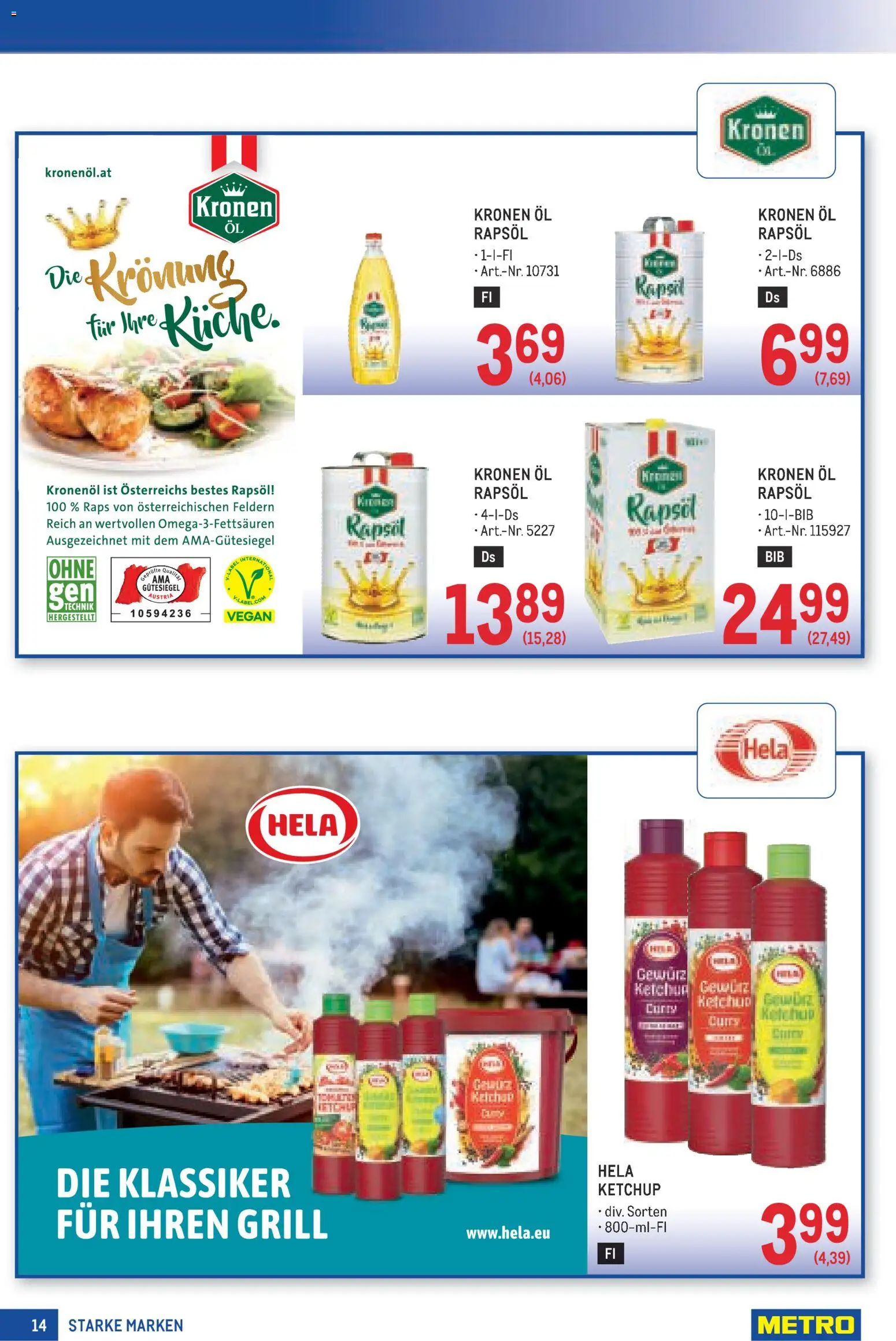 Metro angebote Starke Marken gültig ab 11.06.2026 | Seite: 14 | Produkte: Ketchup, Grill, Öl