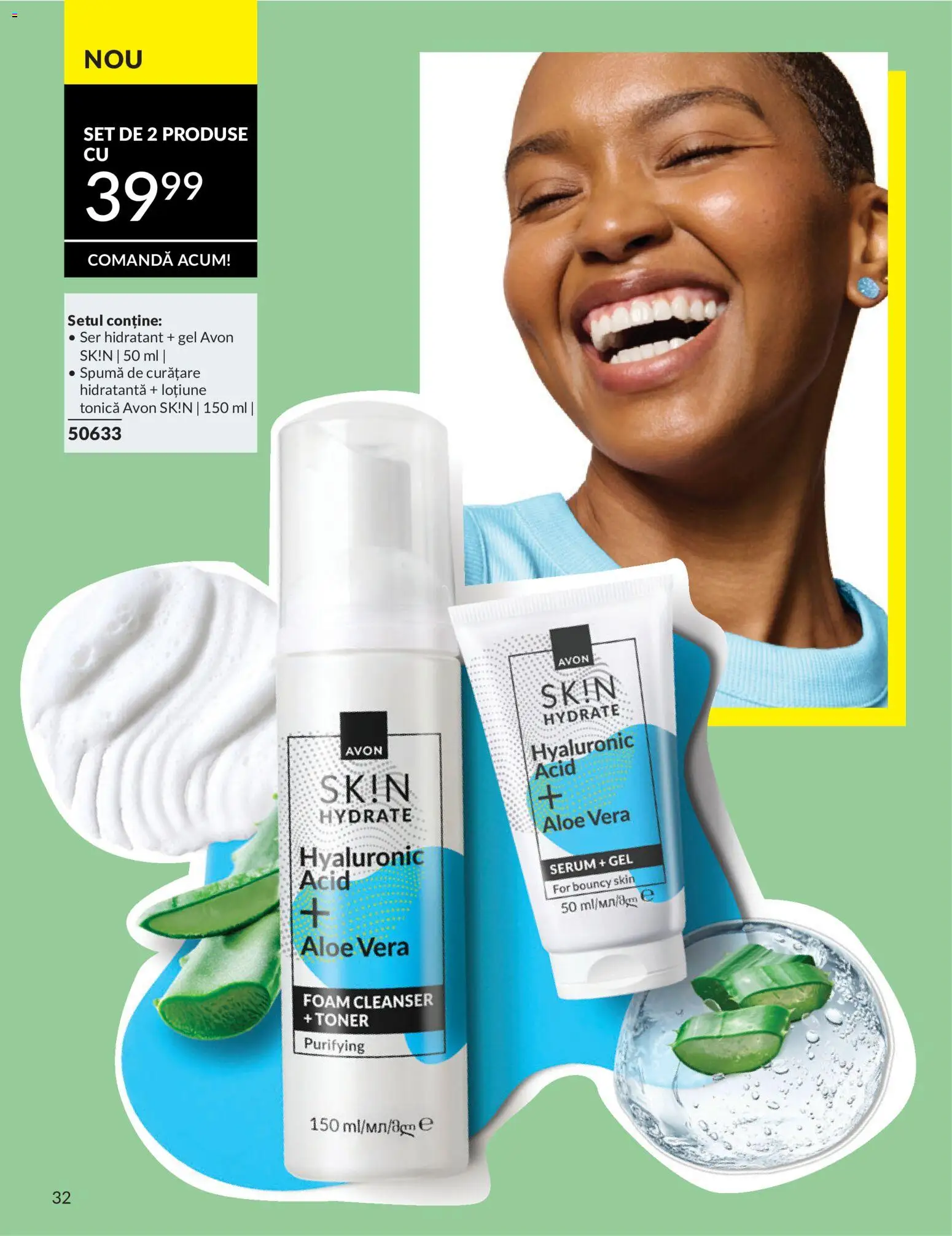 Noul catalog Avon – valabil de la 09.07.2026 | Pagină: 32 | Produse: Loțiune tonică, Serum, Toner, Aloe vera
