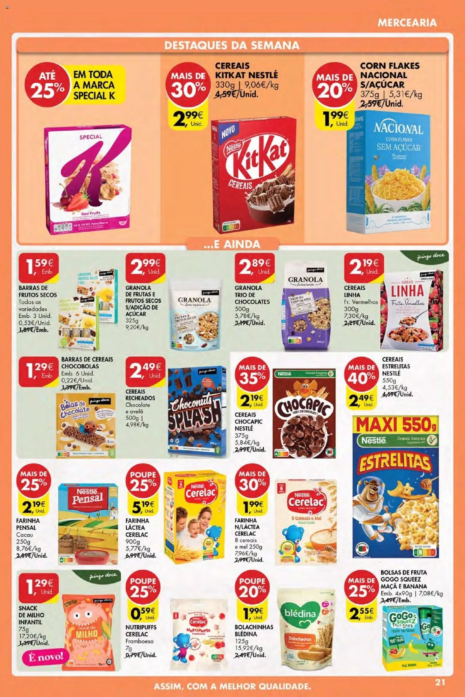 Pingo Doce Poupe Esta Semana Açores │ válido de 30.04.2026 | Página: 21 | Produtos: Banana, Barras de cereais, Nestlé, Chocolate