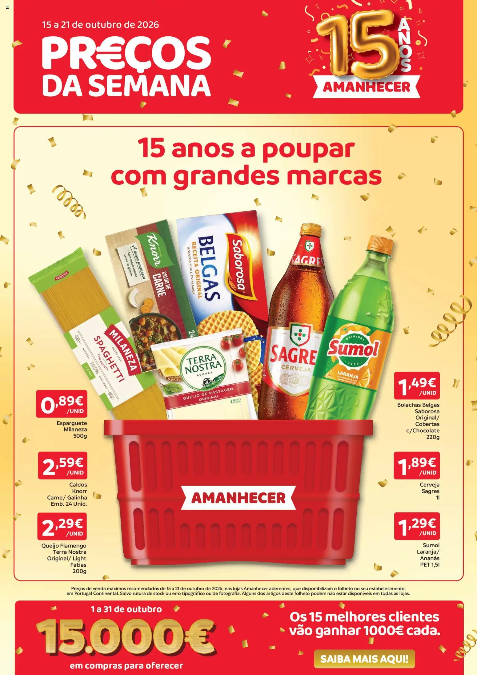 Amanhecer folheto │ válido de 15/10/2026 | Página: 1 | Produtos: Milaneza, Bolachas, Queijo, Cerveja
