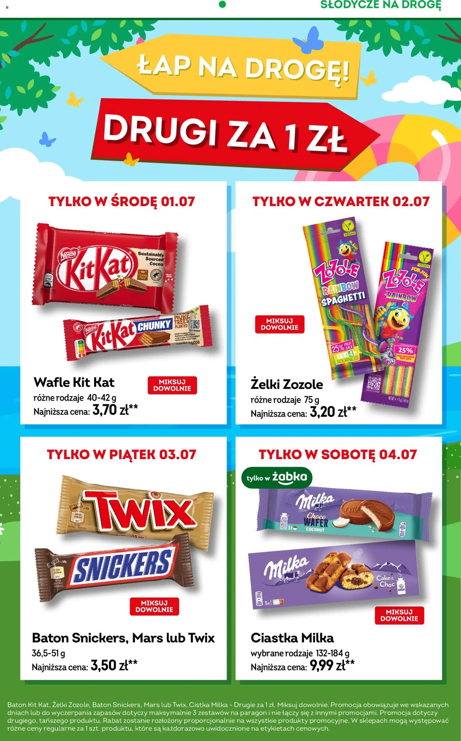 Żabka gazetka od 01.07.2026 | Strona: 11 | Produkty: Słodycze, Wafle, Milka, Żelki