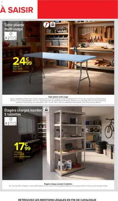 Carrefour - Prévisualisation de Étagère charges lourdes 5 tablettes, Dim : 90 x 40 x 180 cm, Matériau : panneau MDF épaisseur 4 mm, structure en acier galvanisé épaisseur 0,6 mm largeur 4,85 cm. Poids 12 kg. Set de fixation murale valide à partir de 13/07/2026 | Page: 70