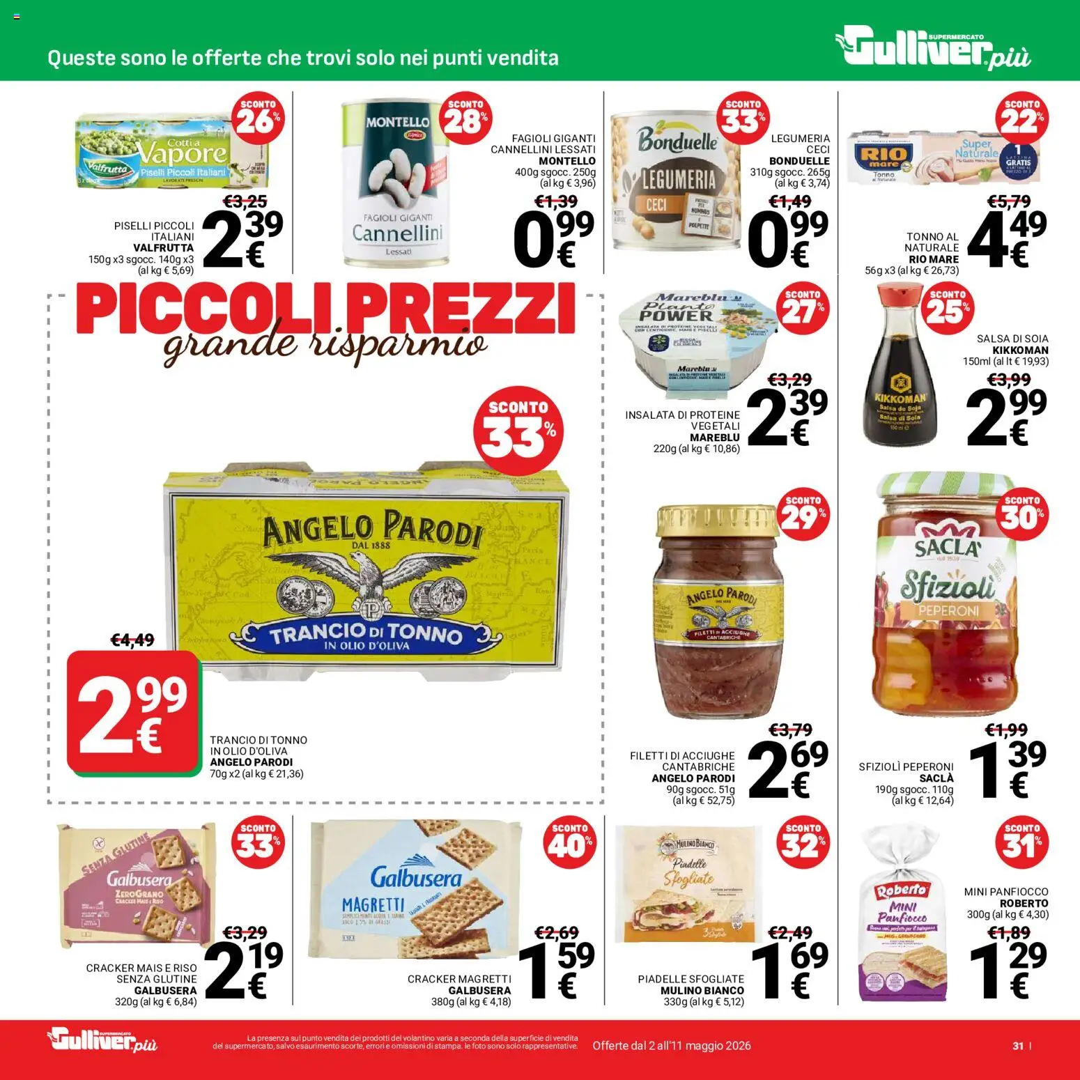 Volantino Gulliver del 02.05.2026 | Pagina: 31 | Prodotti: Ceci, Fagioli, Salsa, Piselli