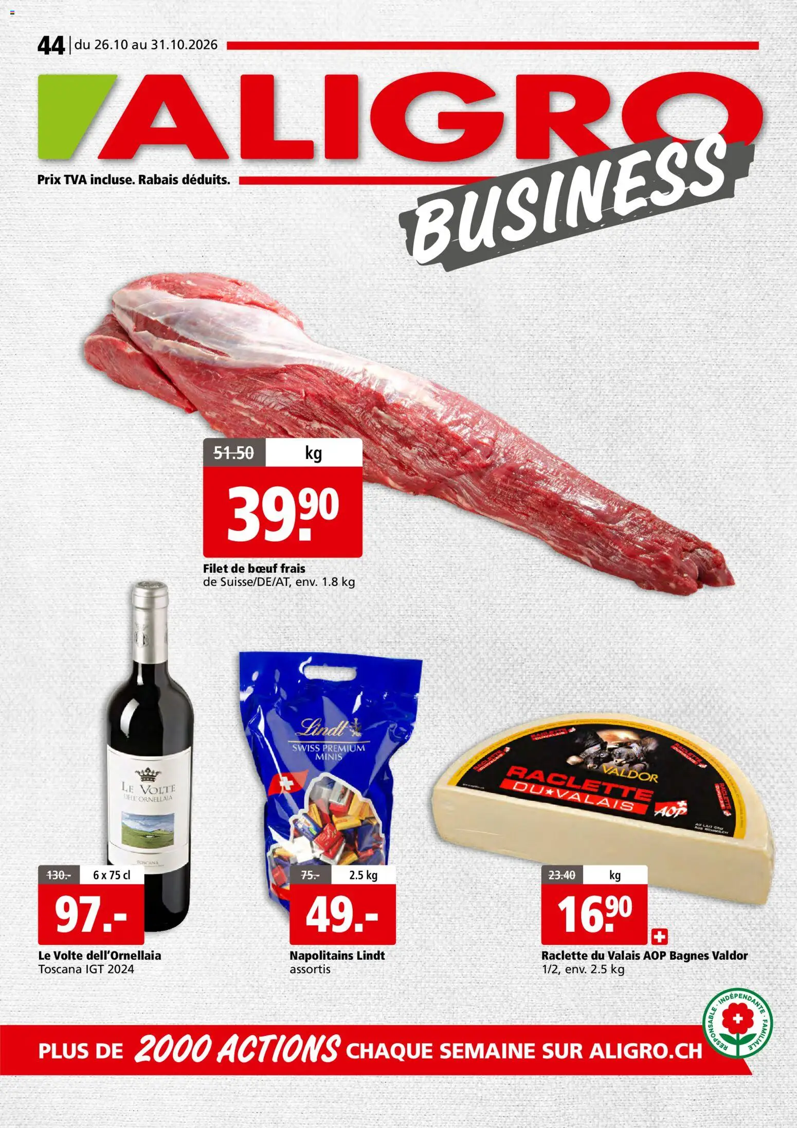 Aligro aktionen Business Chavannes, Matran, Genève, Sion – gültig ab 26.10.2026 | Seite: 1 | Produkte: Raclette