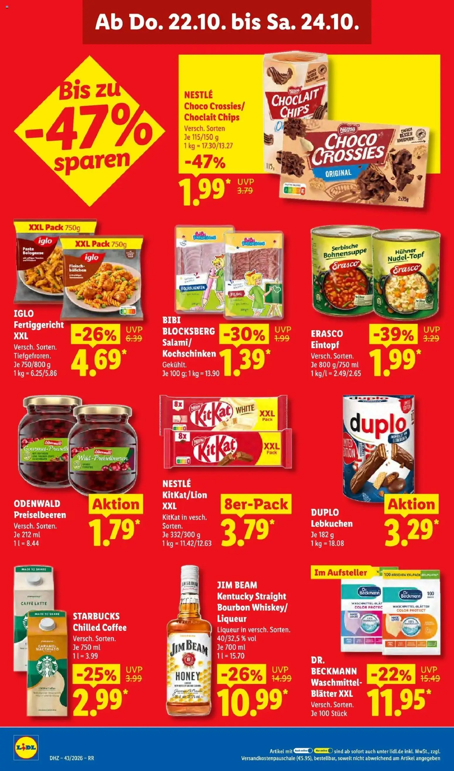 Lidl Prospekt Zülpich (ab 19.10.2026) zum Blättern » Angebote | Seite: 72 | Produkte: Iglo, Starbucks, Preiselbeeren, Erasco