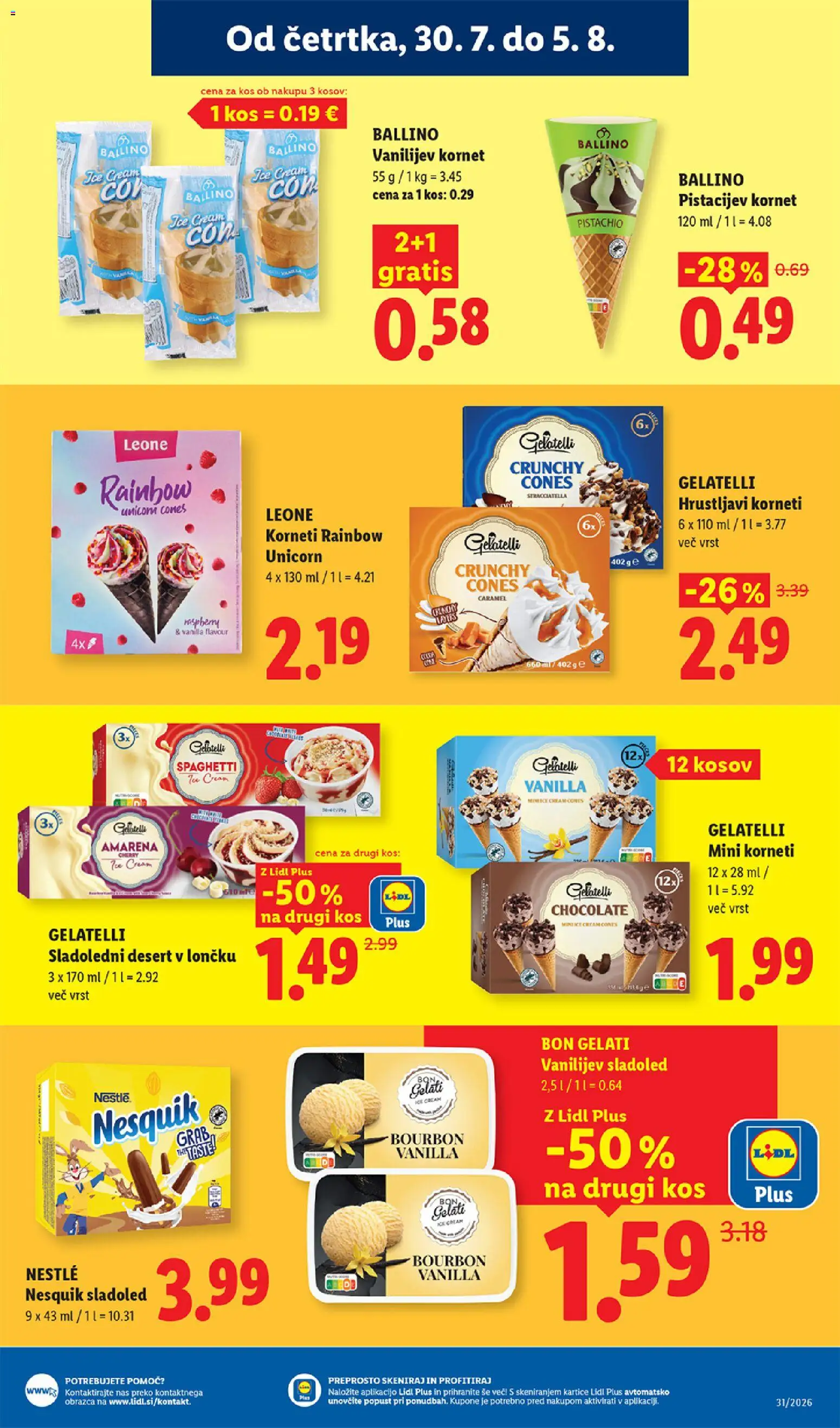 Novi Lidl katalog ponudbe – veljaven od 30.07.2026 | Stran: 19 | Izdelki: Kos, Sladoled