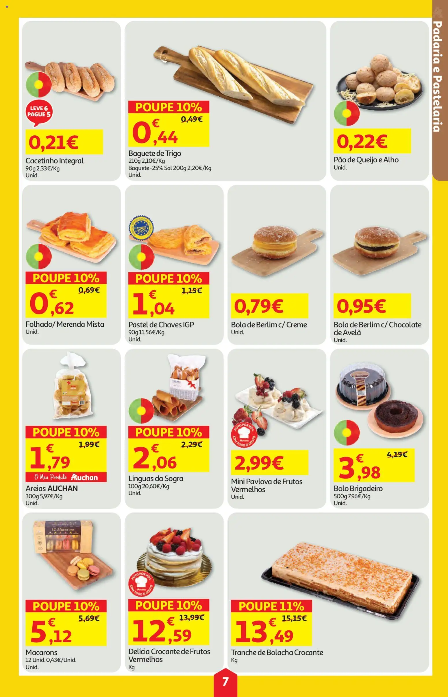 Auchan folheto │ válido de 16/07/2026 | Página: 7 | Produtos: Pão de queijo, Sal, Chocolate, Creme
