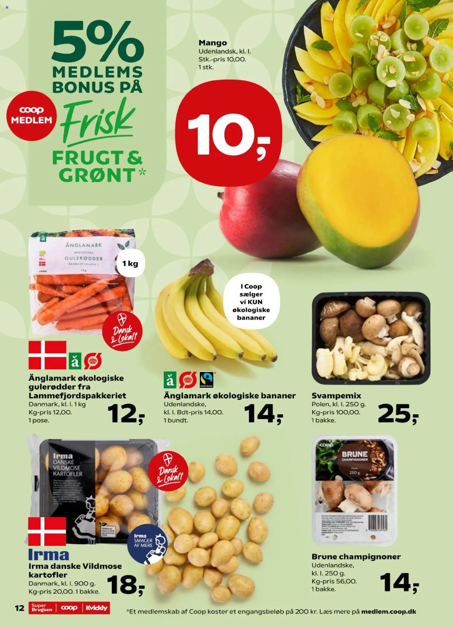 Super Brugsen tilbudsavis – gyldig fra 11/09/2026 | Side: 14 | Produkter: Mango, Bananer, Gulerødder, Kartofler