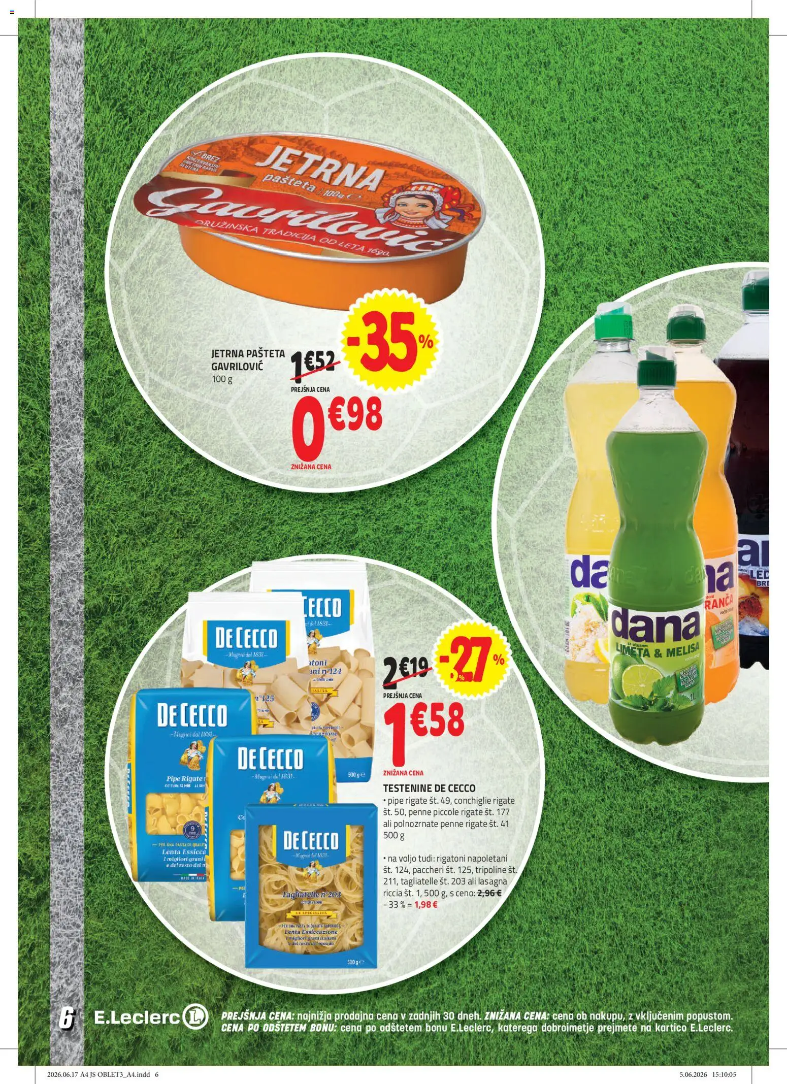 Novi E.leclerc katalog ponudbe – veljaven od 17.06.2026 | Stran: 6 | Izdelki: Limeta, Pašteta, Testenine