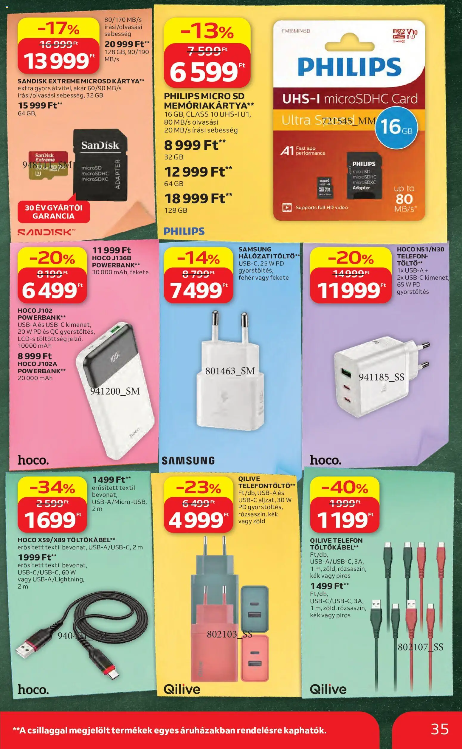 Auchan akciós ujság - amely érvényes a következő dátumtól: 2026.08.06. | Oldal: 35 | Termékek: Powerbank, Memóriakártya, Adapter, Power bank