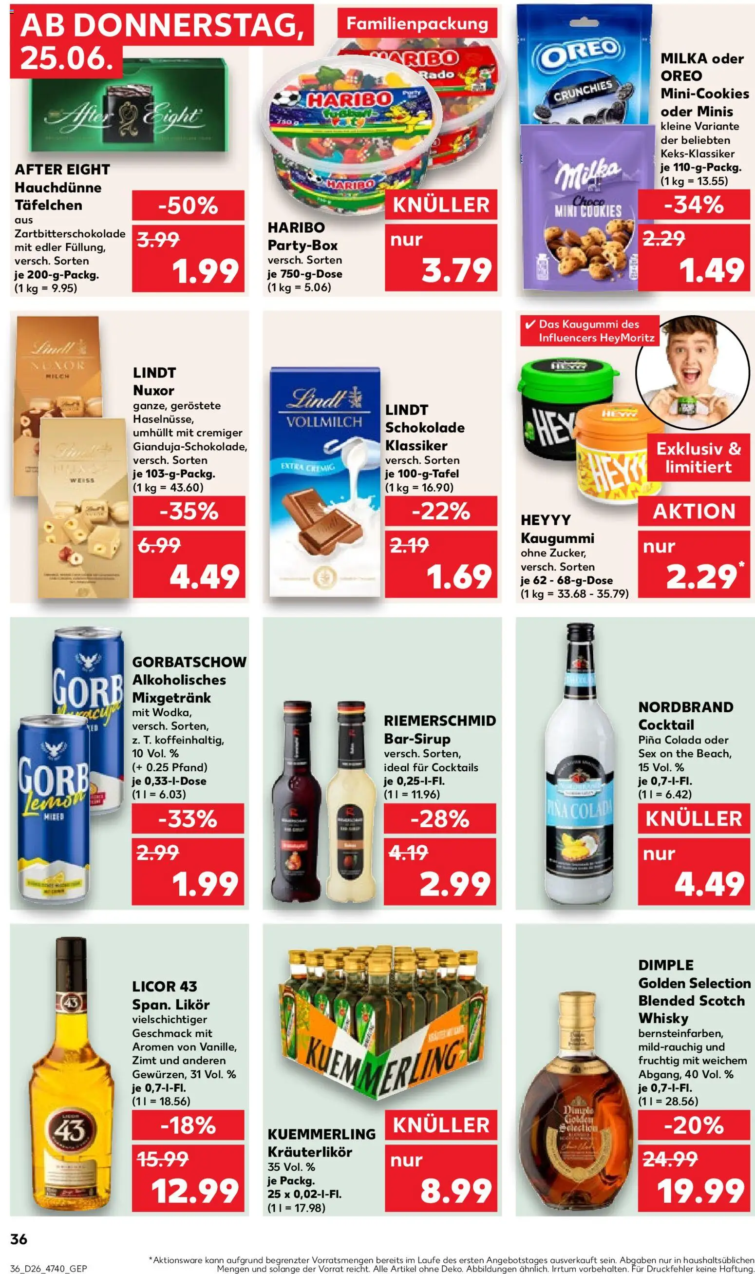 Kaufland Německo leták - Hannover od 25.06.2026 | Strana: 36 | Produkty: Milka, Whisky, Piña colada, Oreo