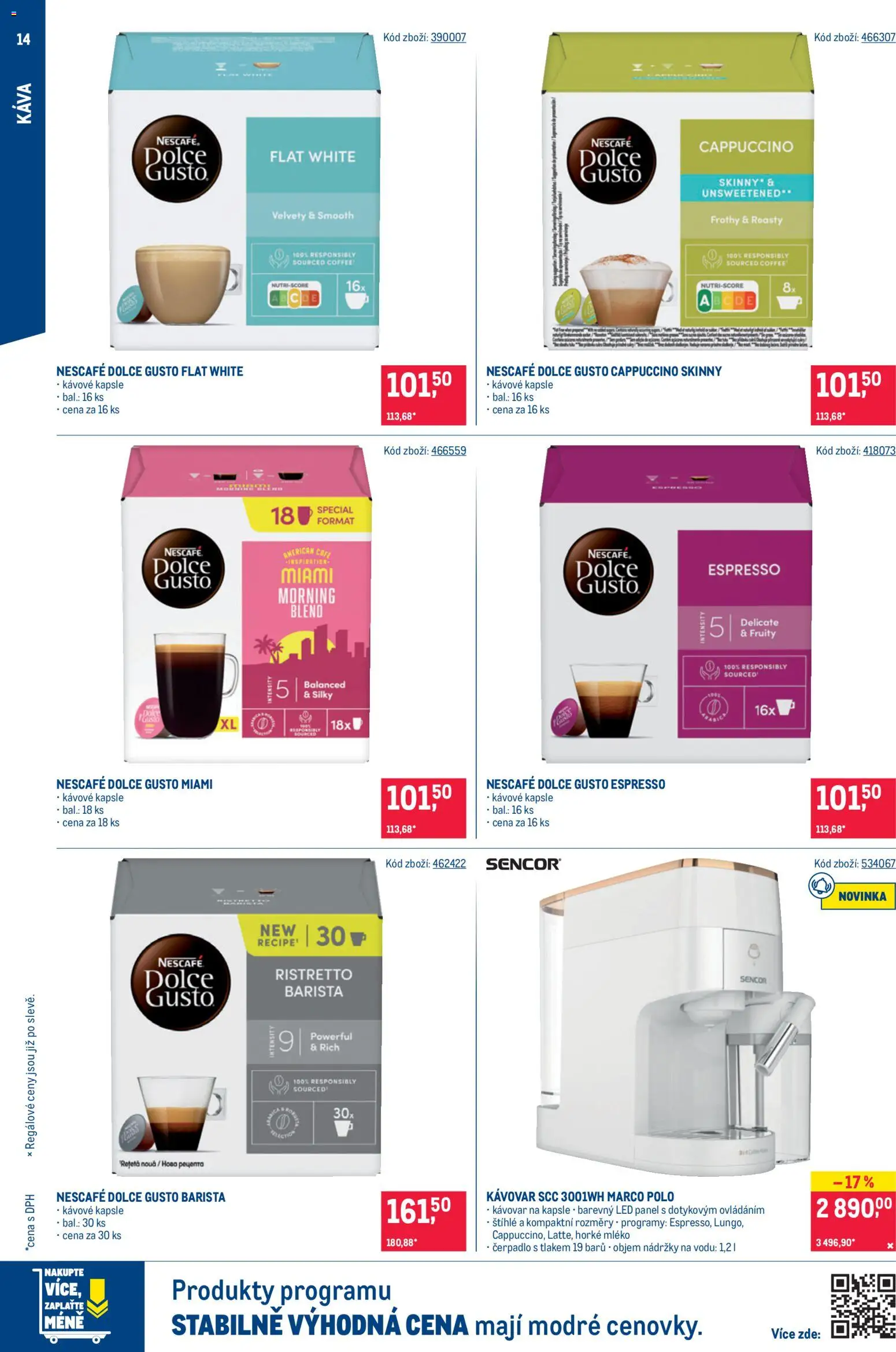 Makro leták - Káva od 09.09.2026 | Strana: 14 | Produkty: Mléko, Kapsle, Nescafé, LED