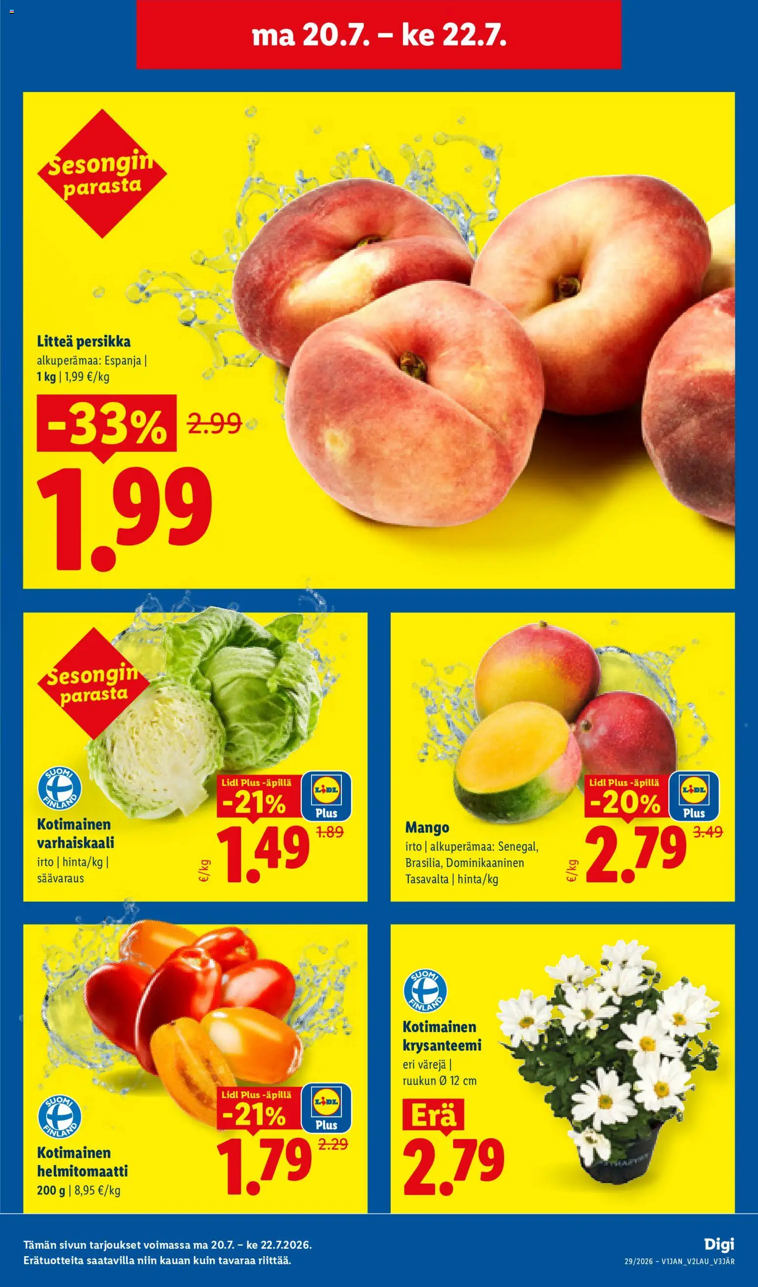 Lidl tarjoukset – voimassa 16/07/2026 alkaen | Sivu: 23 | Tuotteet: Mango, Persikka, Helmitomaatti