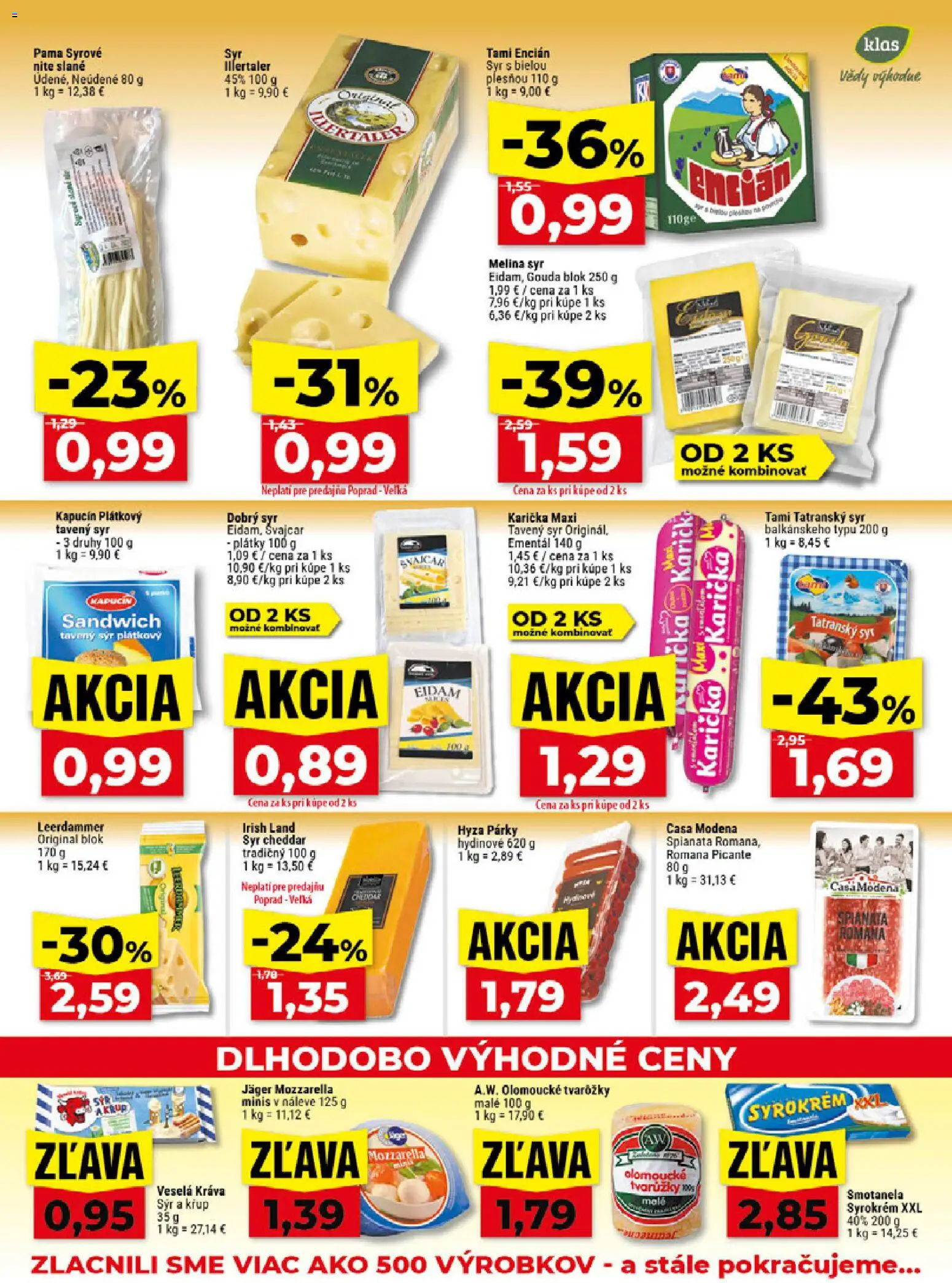 Nové Klas akcie – leták je platný od 07.09.2026 | Strana: 11 | Produkty: Syr, Gouda, Mozzarella, Párky