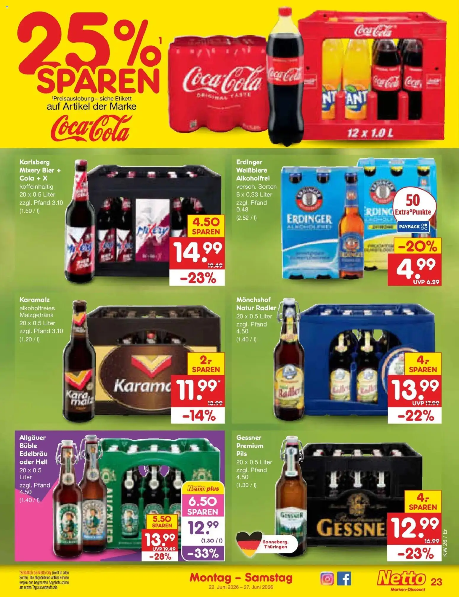 Netto Marken-Discount Prospekt Nordhausen – gültig ab 21.06.2026 | Seite: 31 | Produkte: Monchshof, Coca cola, Pils, Radler