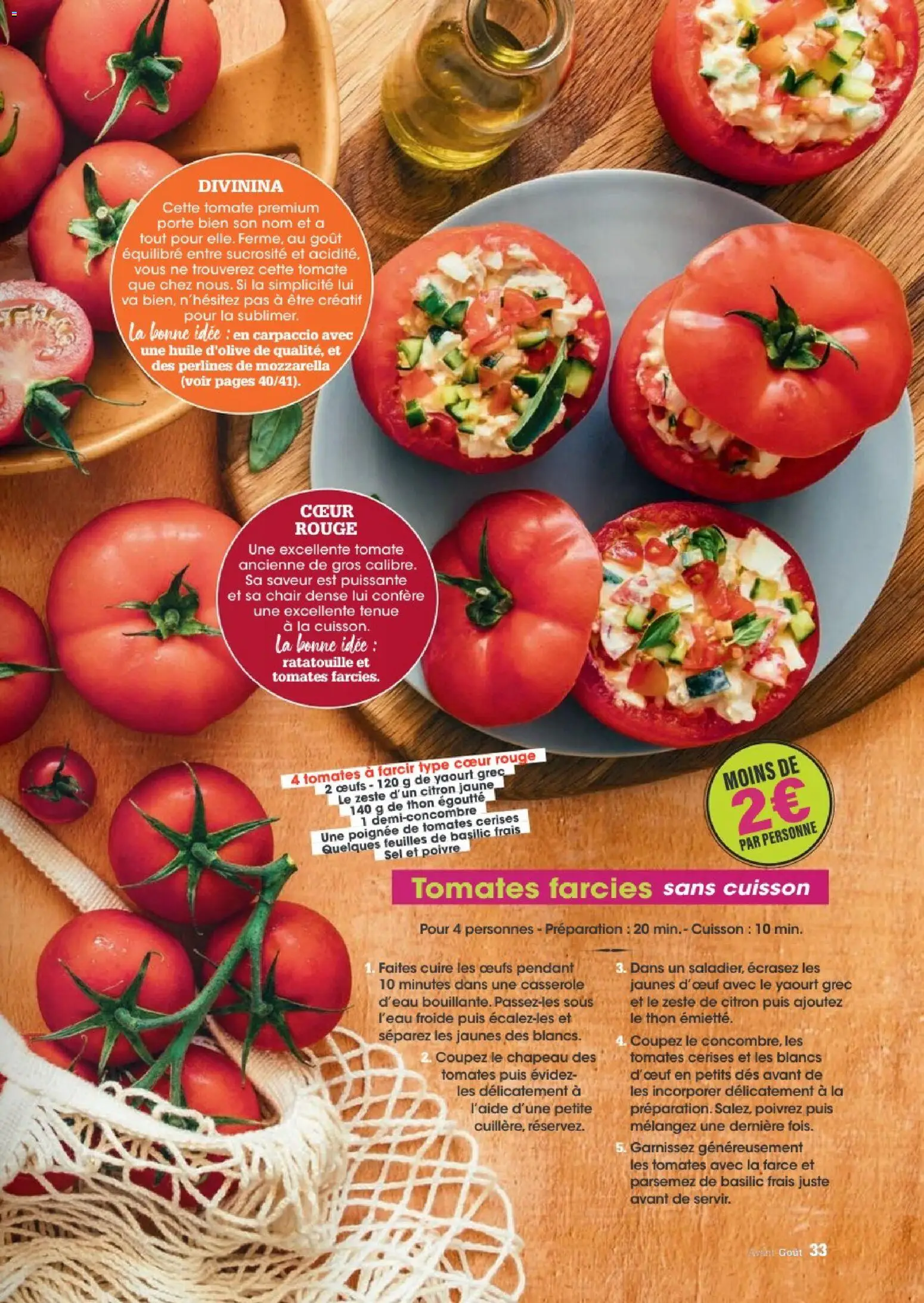 {H1} | Page: 33 | Produits: Ratatouille, Yaourt grec, Tomate, Tomates cerises