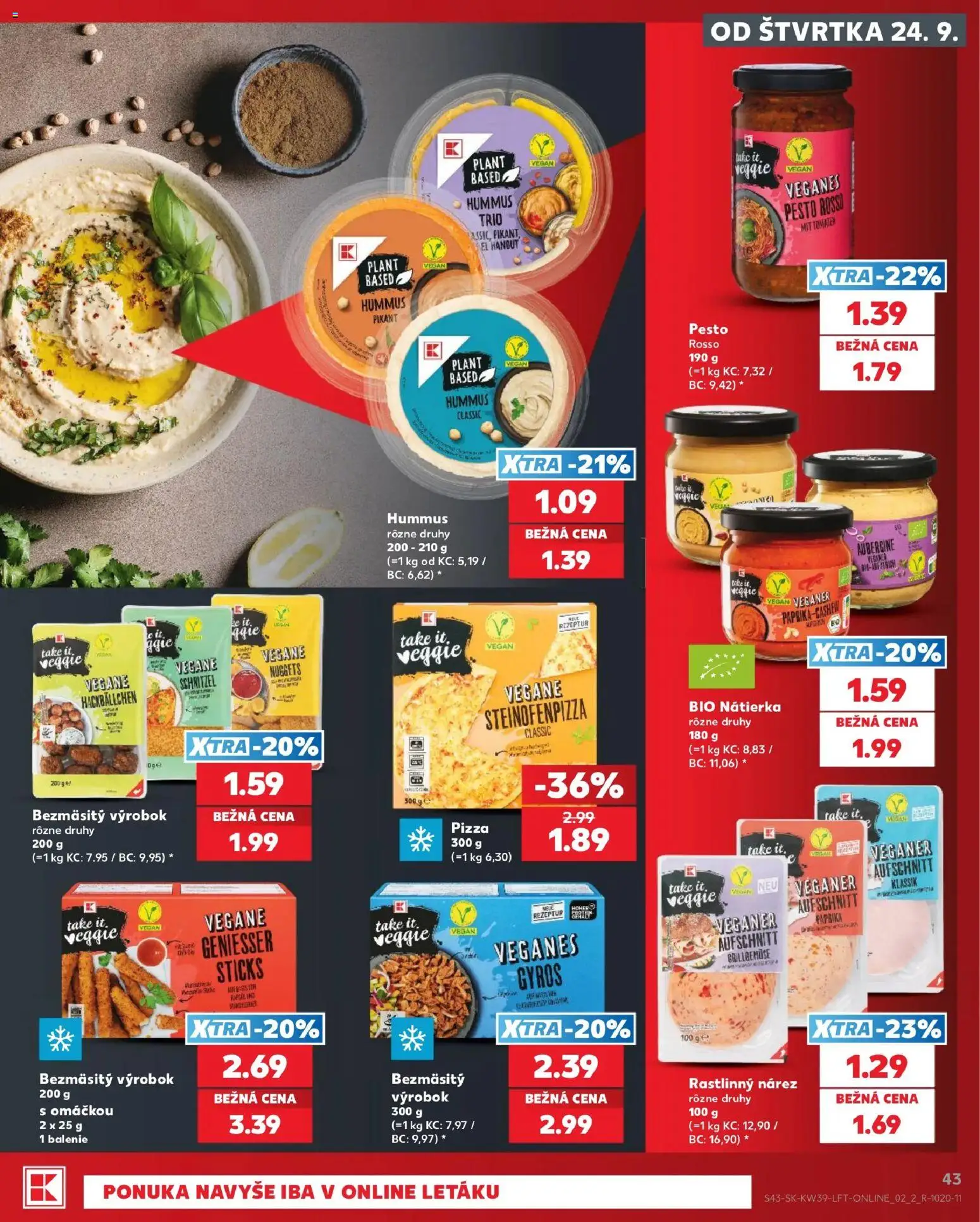 Nové Kaufland akcie – leták je platný od 24.09.2026 | Strana: 43 | Produkty: Paprika, Hummus, Gyros, Pesto