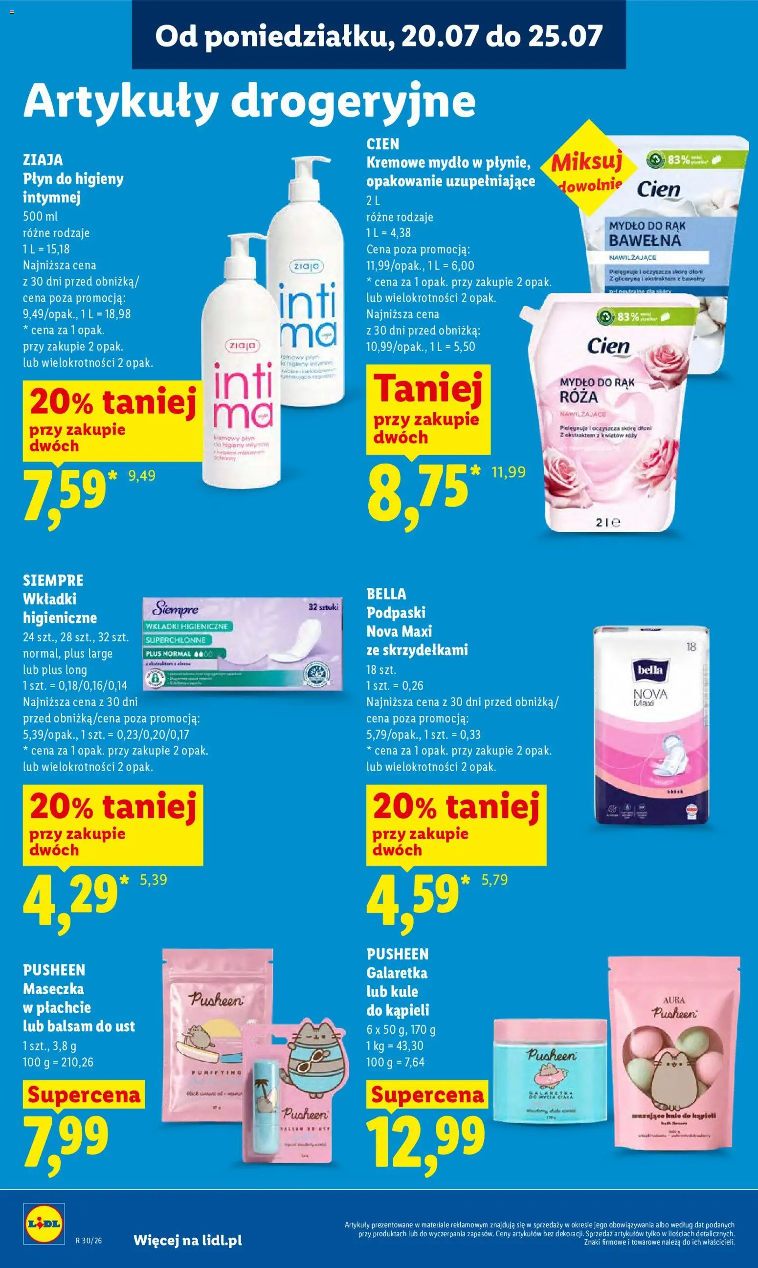 Lidl gazetka od 20.07.2026 | Strona: 94 | Produkty: Bell, Wkładki higieniczne, Mydło, Płyn do higieny intymnej