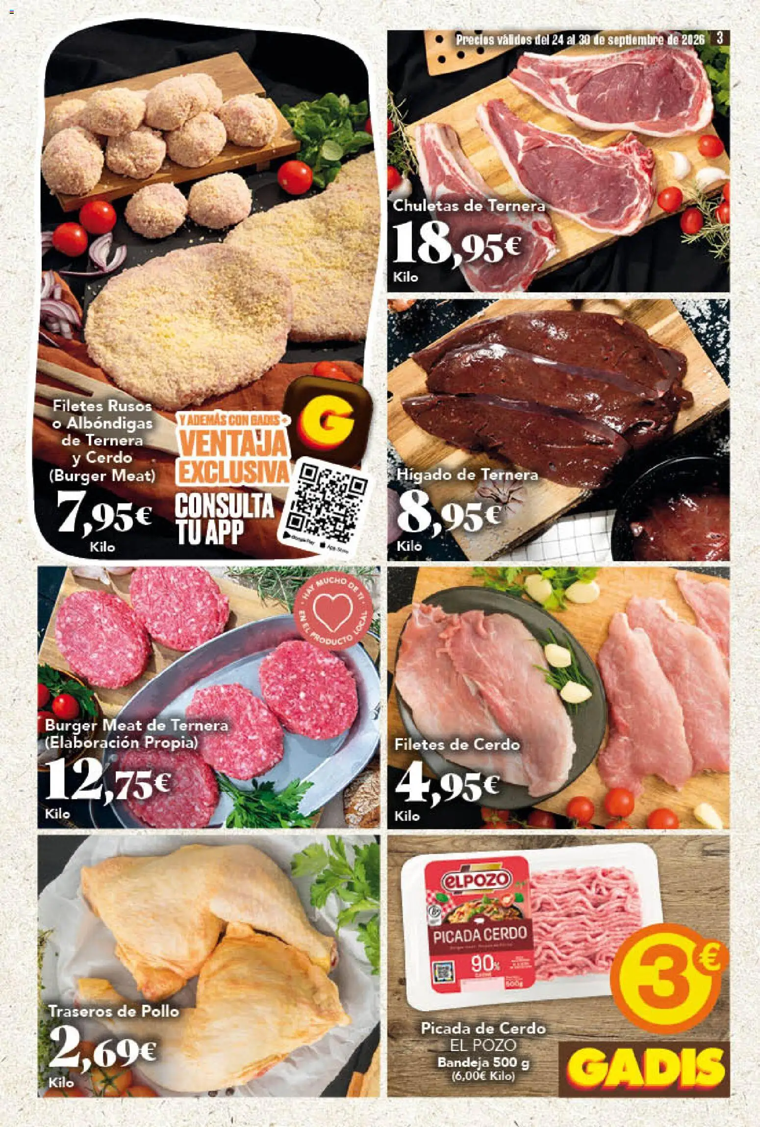 Gadis folleto │ válido desde el 24/09/2026 | Página: 3 | Productos: Cerdo, Té, Bandeja, Pollo