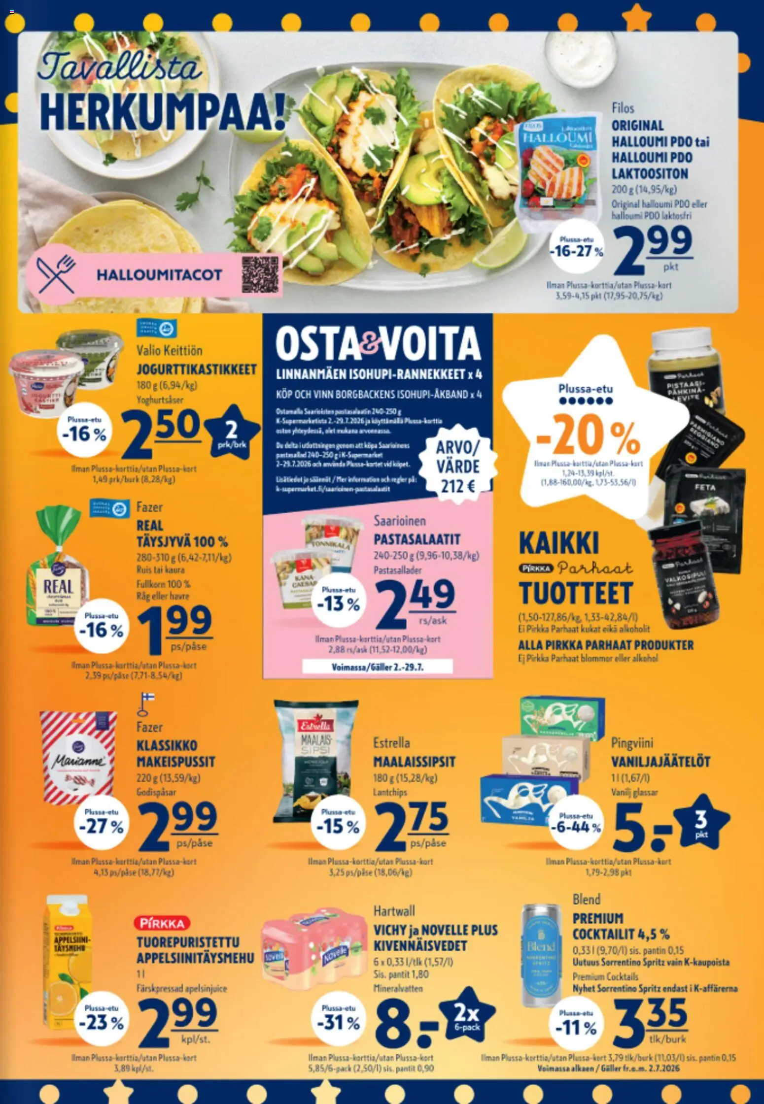 K-Supermarket tarjoukset – voimassa 09/07/2026 alkaen | Sivu: 3 | Tuotteet: Valkosipuli, Kana, Kaura, Halloumi