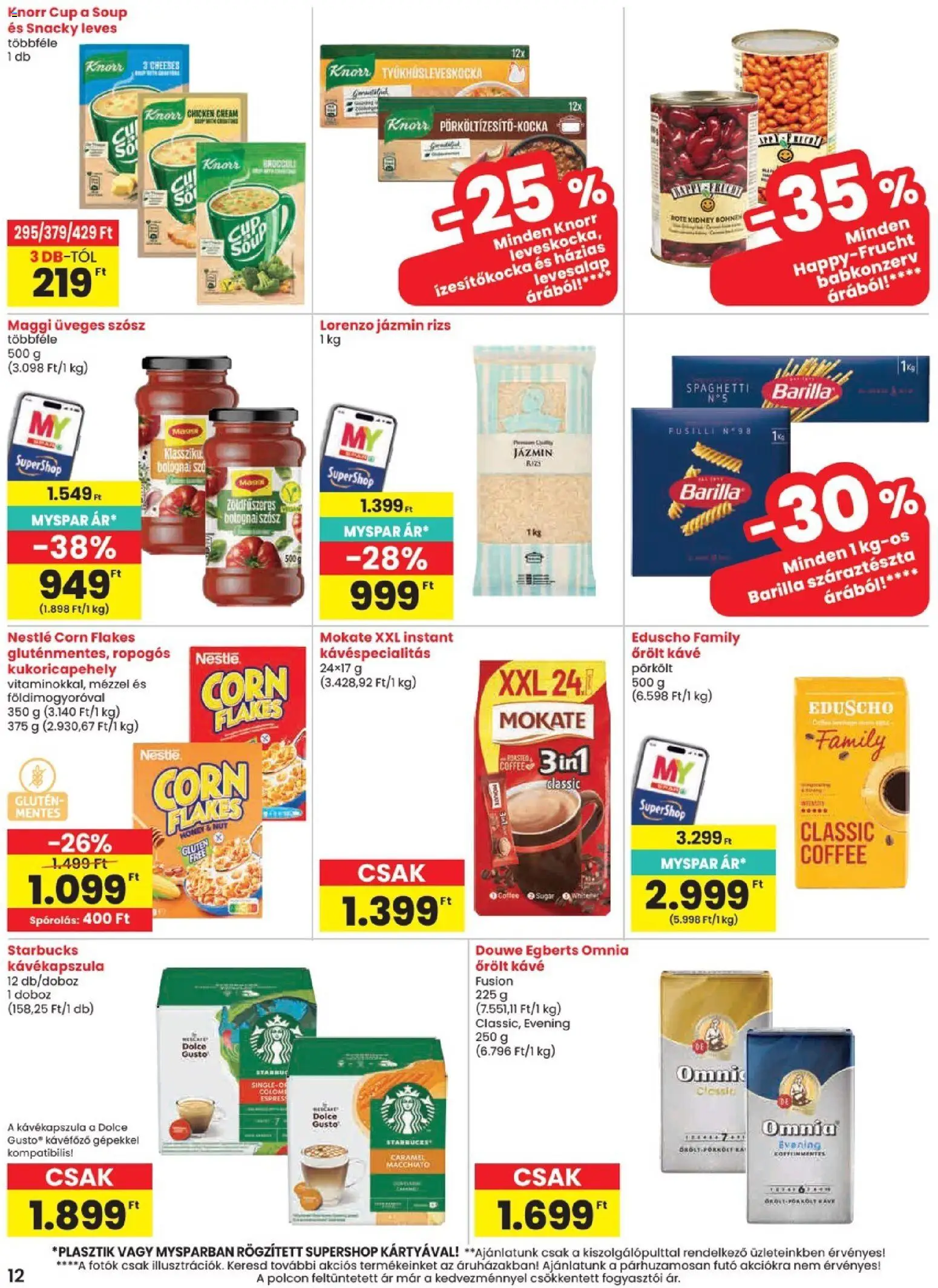 Spar akciós ujság - amely érvényes a következő dátumtól: 14.05.2026 | Oldal: 12 | Termékek: Kávékapszula, Rizs, Száraztészta, Szósz